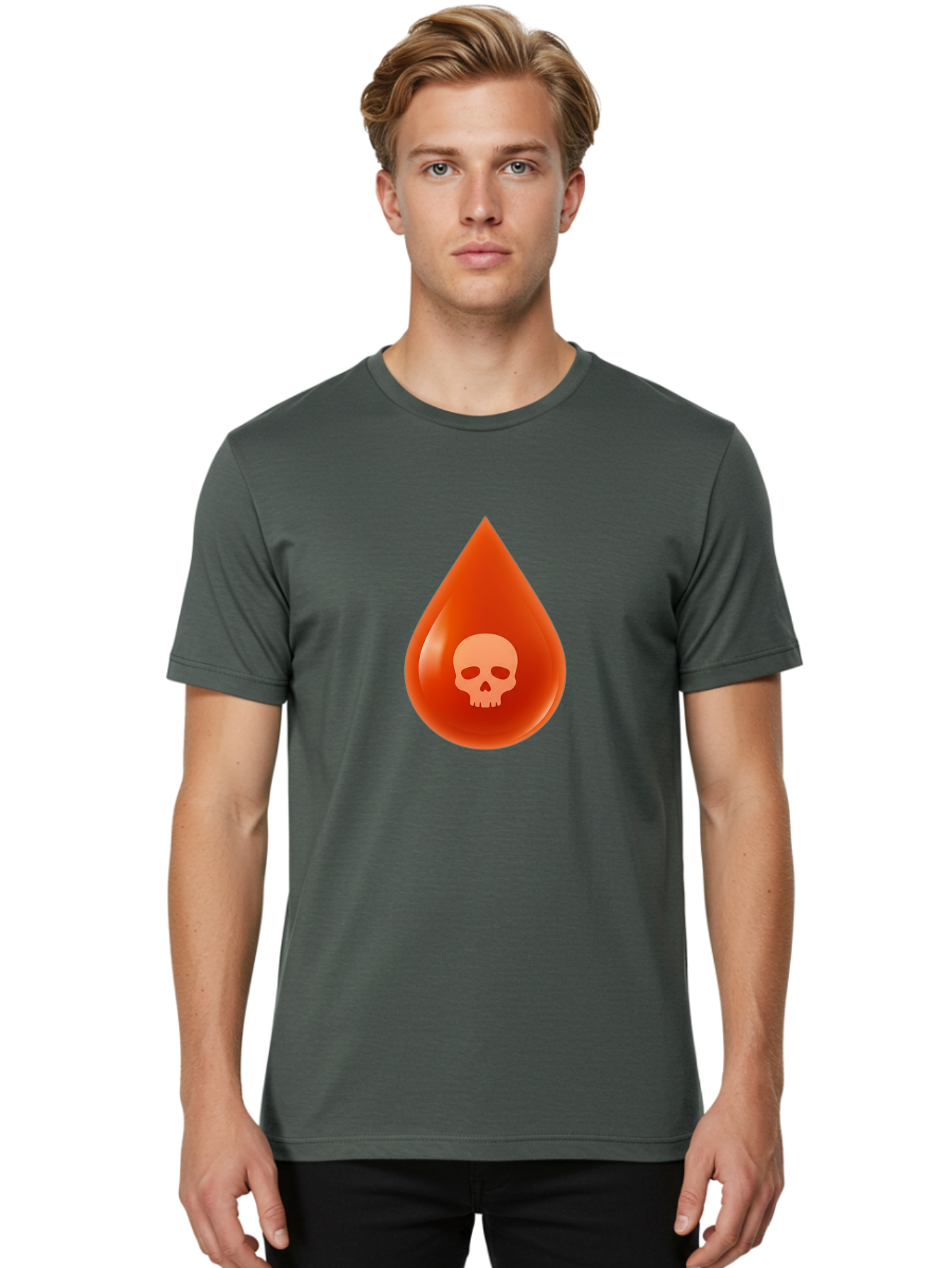 Skull-Drop Men'S Graphic Tee, 100% Cotton, Comfortable Casual Summer Wear, Machine Washable, Skull Symbol, Poison Warning, Danger Sign, Toxic Liquid, Hazardous Substance, Danger Alert, Warning Sign Bab398