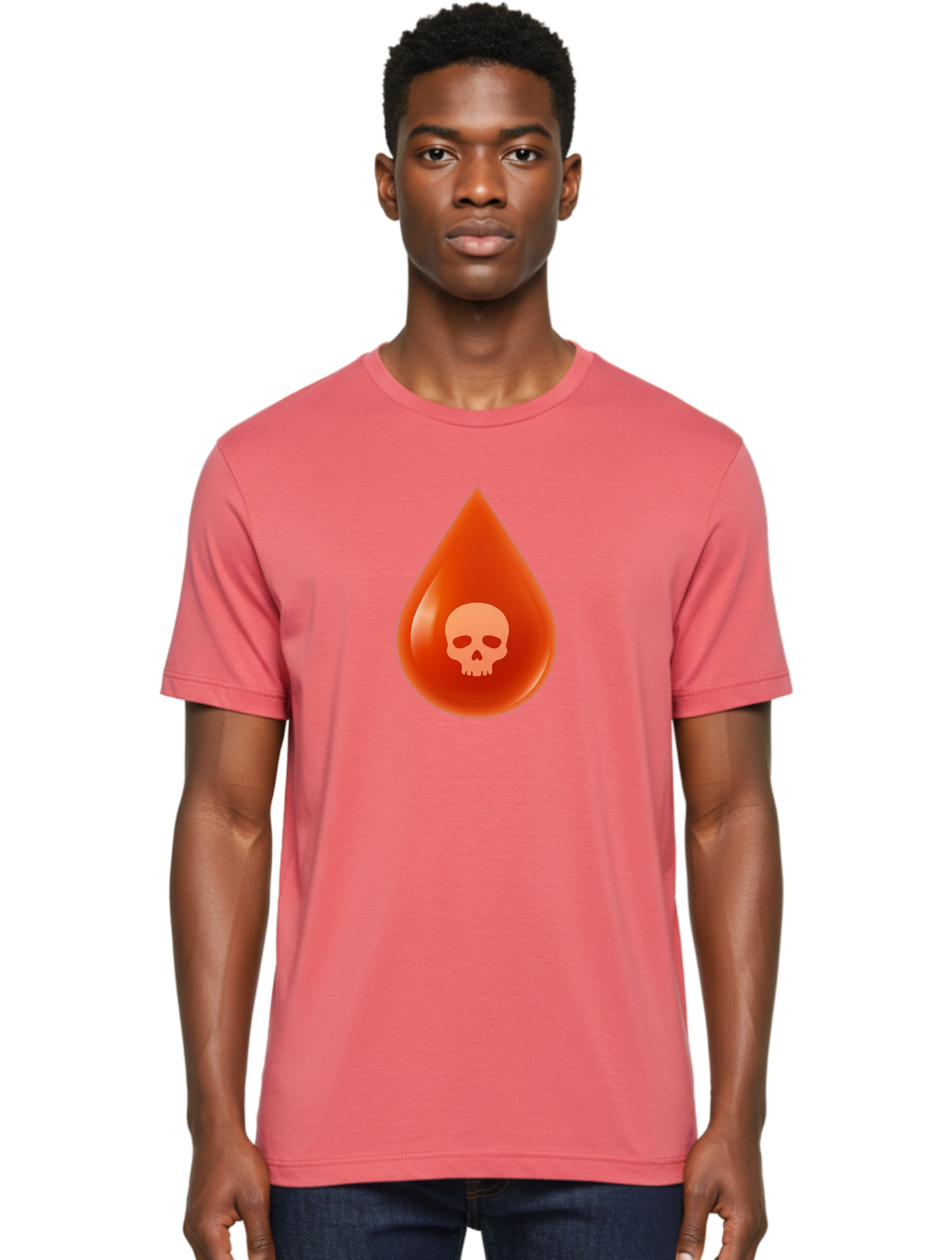 Skull-Drop Men'S Graphic Tee, 100% Cotton, Comfortable Casual Summer Wear, Machine Washable, Skull Symbol, Poison Warning, Danger Sign, Toxic Liquid, Hazardous Substance, Danger Alert, Warning Sign Bab398