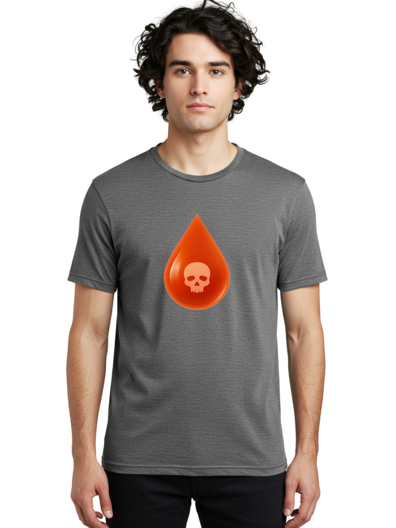 Skull-Drop Men'S Graphic Tee, 100% Cotton, Comfortable Casual Summer Wear, Machine Washable, Skull Symbol, Poison Warning, Danger Sign, Toxic Liquid, Hazardous Substance, Danger Alert, Warning Sign Bab398