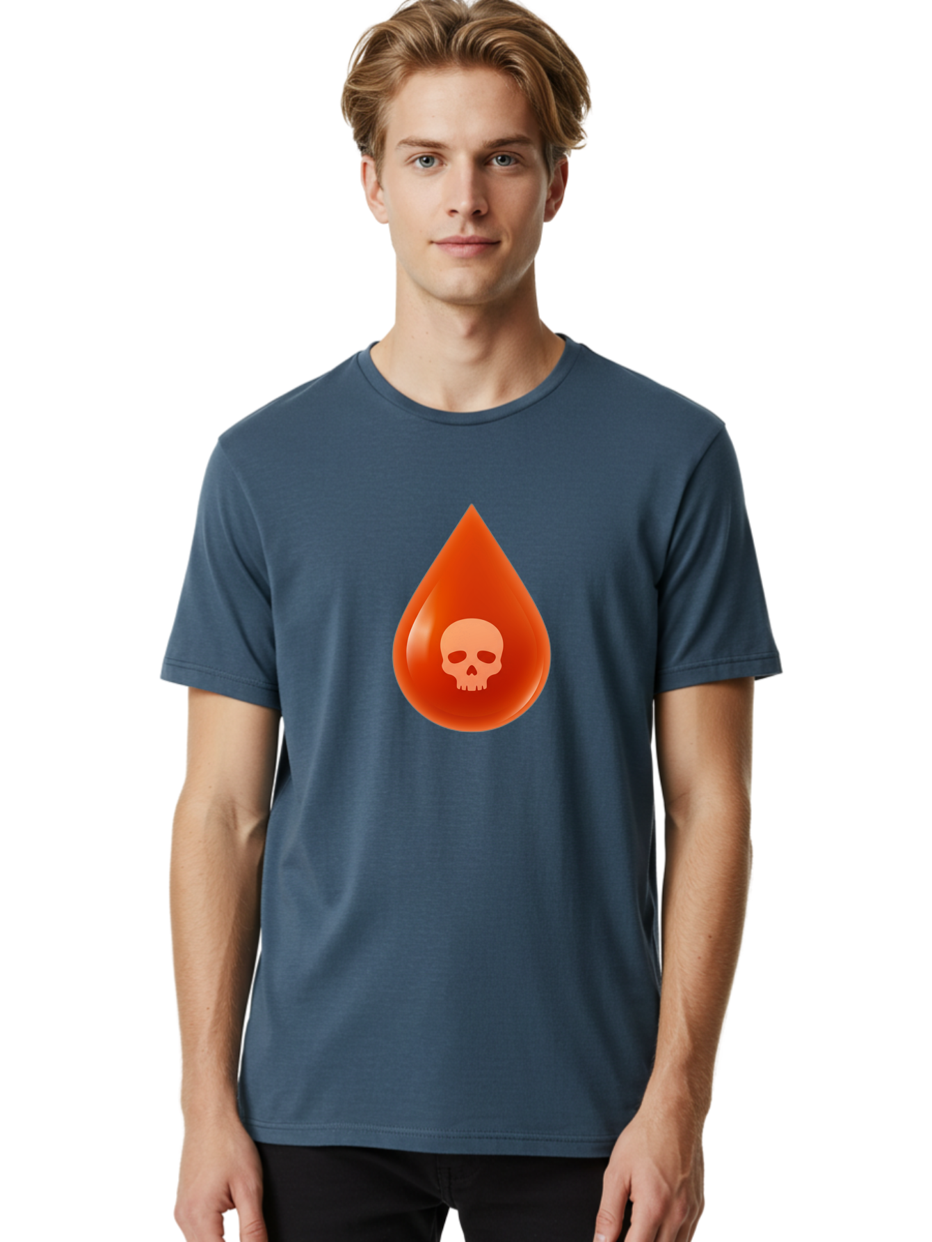Skull-Drop Men'S Graphic Tee, 100% Cotton, Comfortable Casual Summer Wear, Machine Washable, Skull Symbol, Poison Warning, Danger Sign, Toxic Liquid, Hazardous Substance, Danger Alert, Warning Sign Bab398