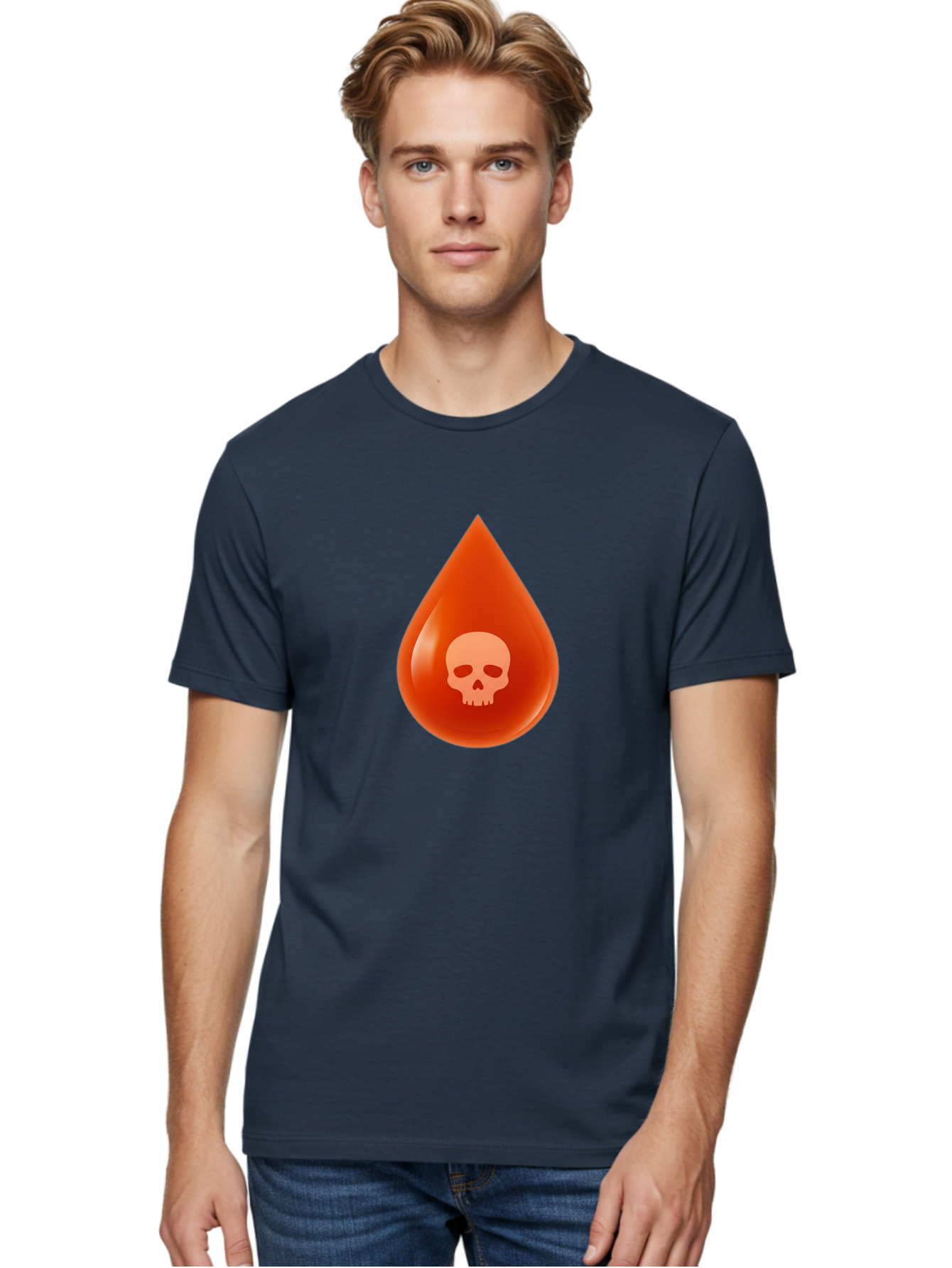 Skull-Drop Men'S Graphic Tee, 100% Cotton, Comfortable Casual Summer Wear, Machine Washable, Skull Symbol, Poison Warning, Danger Sign, Toxic Liquid, Hazardous Substance, Danger Alert, Warning Sign Bab398