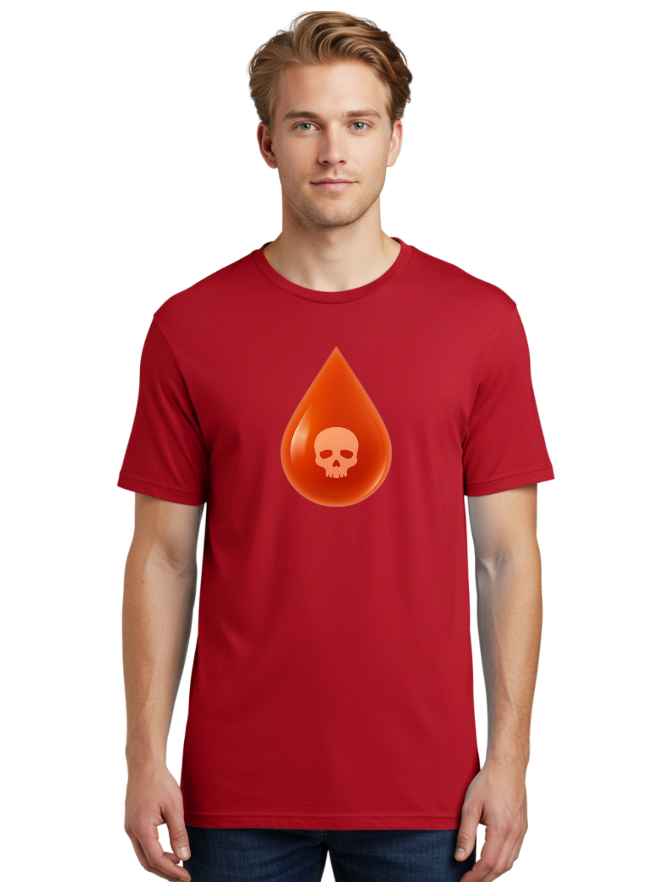 Skull-Drop Men'S Graphic Tee, 100% Cotton, Comfortable Casual Summer Wear, Machine Washable, Skull Symbol, Poison Warning, Danger Sign, Toxic Liquid, Hazardous Substance, Danger Alert, Warning Sign Bab398