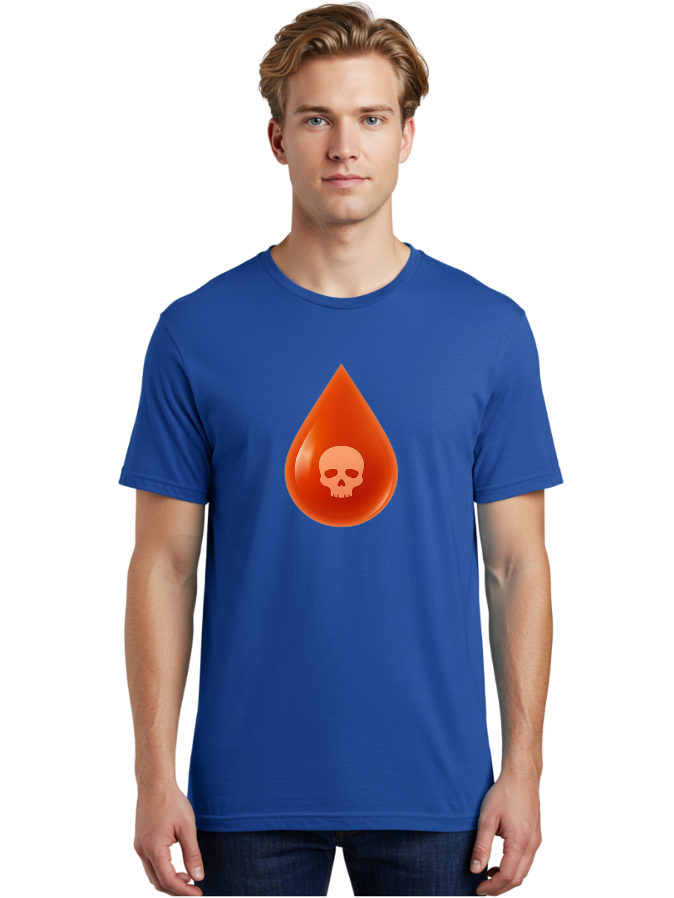Skull-Drop Men'S Graphic Tee, 100% Cotton, Comfortable Casual Summer Wear, Machine Washable, Skull Symbol, Poison Warning, Danger Sign, Toxic Liquid, Hazardous Substance, Danger Alert, Warning Sign Bab398