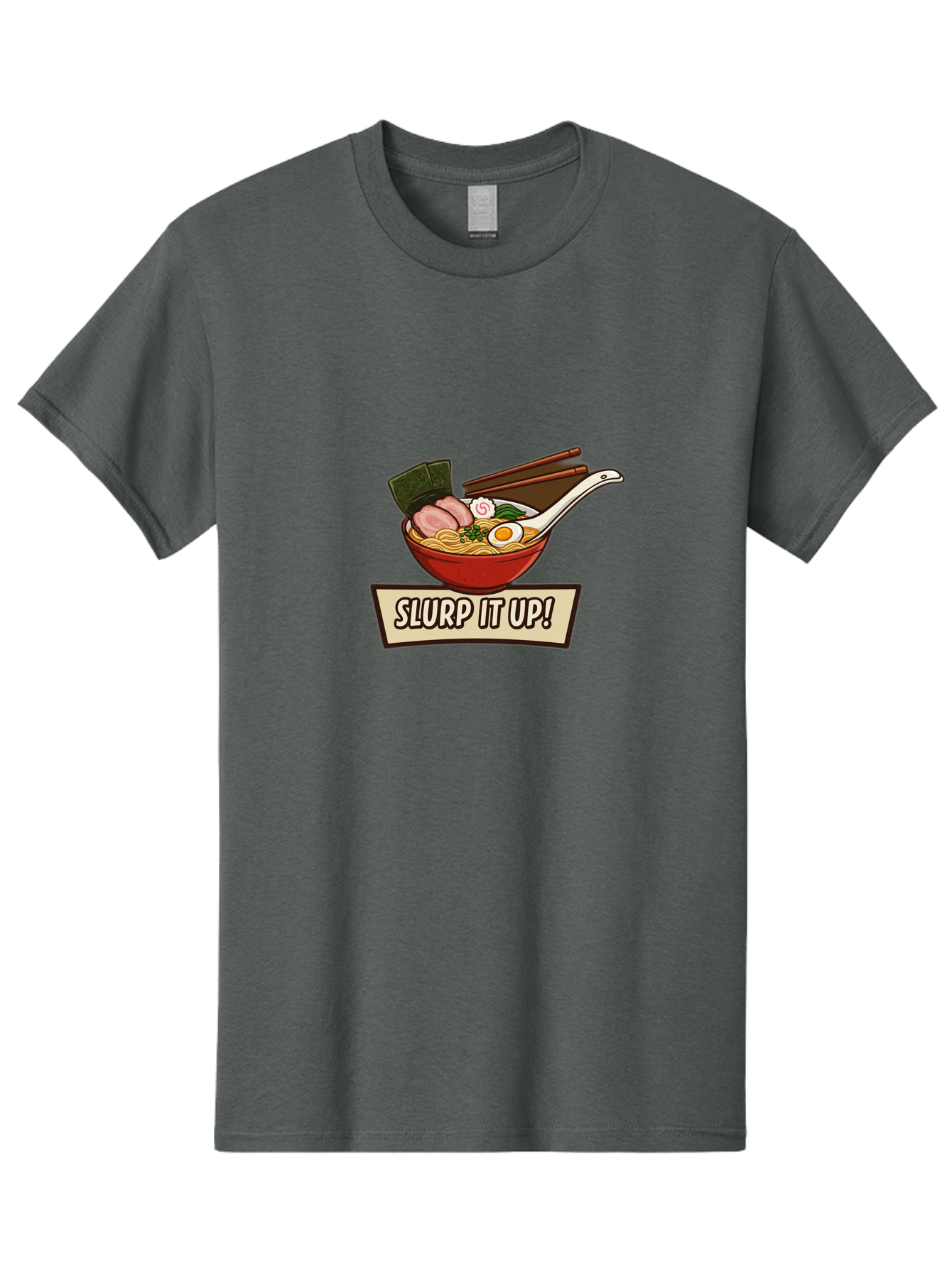 Slurp-It-Up Men'S Graphic Tee, 100% Cotton, Comfortable Casual Summer Wear, Machine Washable, Steaming Hot Ramen, Japanese Noodle Soup, Egg, Pork Slices, Seaweed, Chopsticks, Savory Meal, Comfort Food, Slurp It Up Bab400