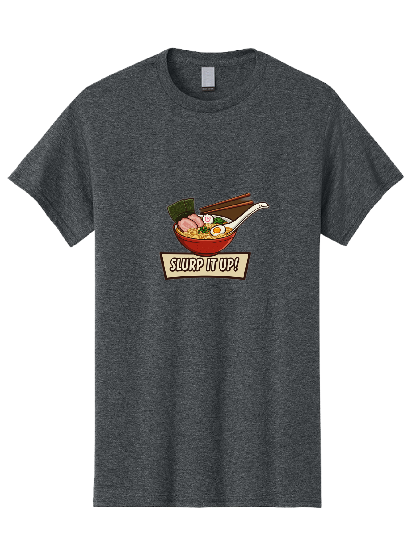 Slurp-It-Up Men'S Graphic Tee, 100% Cotton, Comfortable Casual Summer Wear, Machine Washable, Steaming Hot Ramen, Japanese Noodle Soup, Egg, Pork Slices, Seaweed, Chopsticks, Savory Meal, Comfort Food, Slurp It Up Bab400