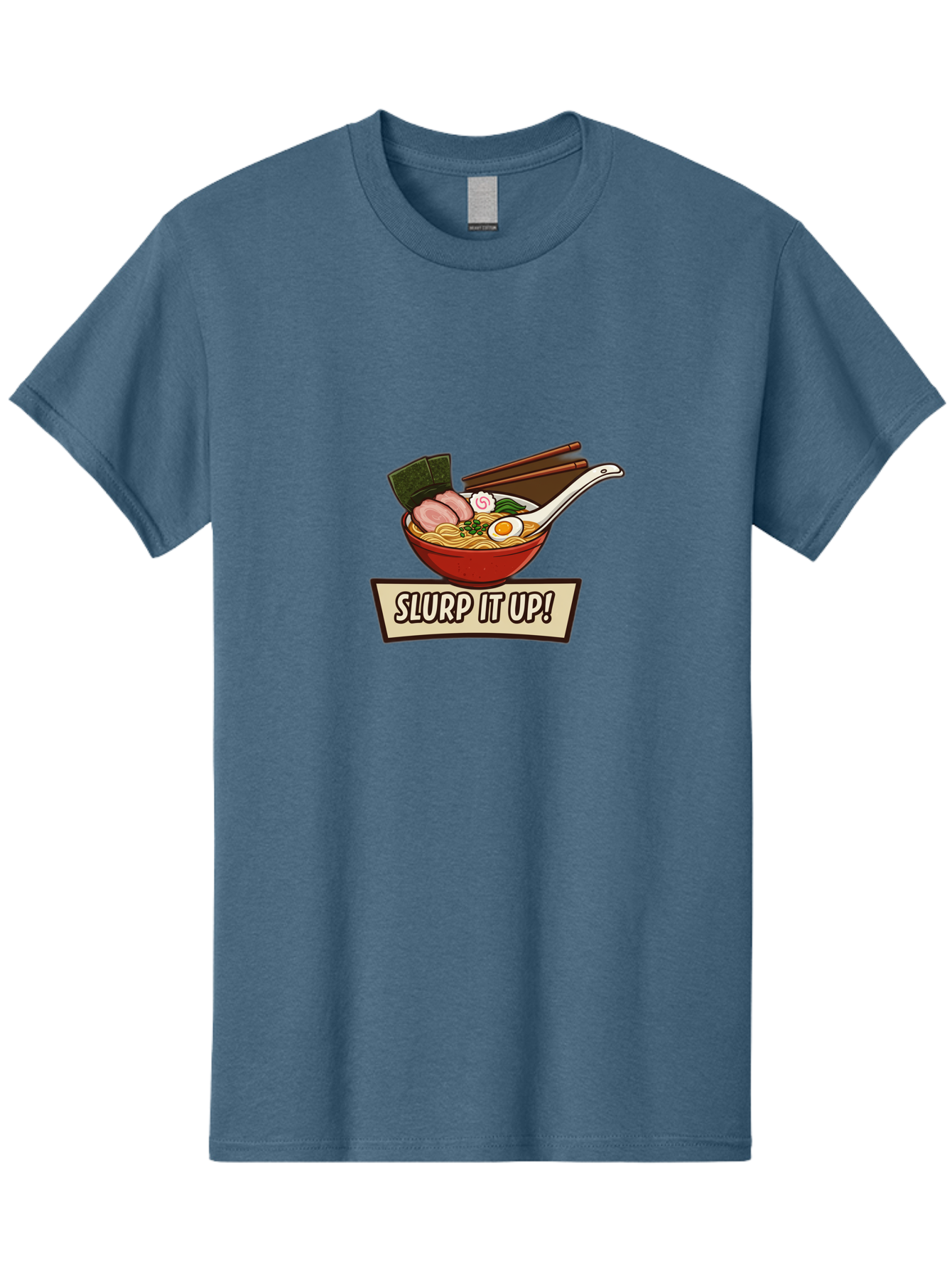 Slurp-It-Up Men'S Graphic Tee, 100% Cotton, Comfortable Casual Summer Wear, Machine Washable, Steaming Hot Ramen, Japanese Noodle Soup, Egg, Pork Slices, Seaweed, Chopsticks, Savory Meal, Comfort Food, Slurp It Up Bab400