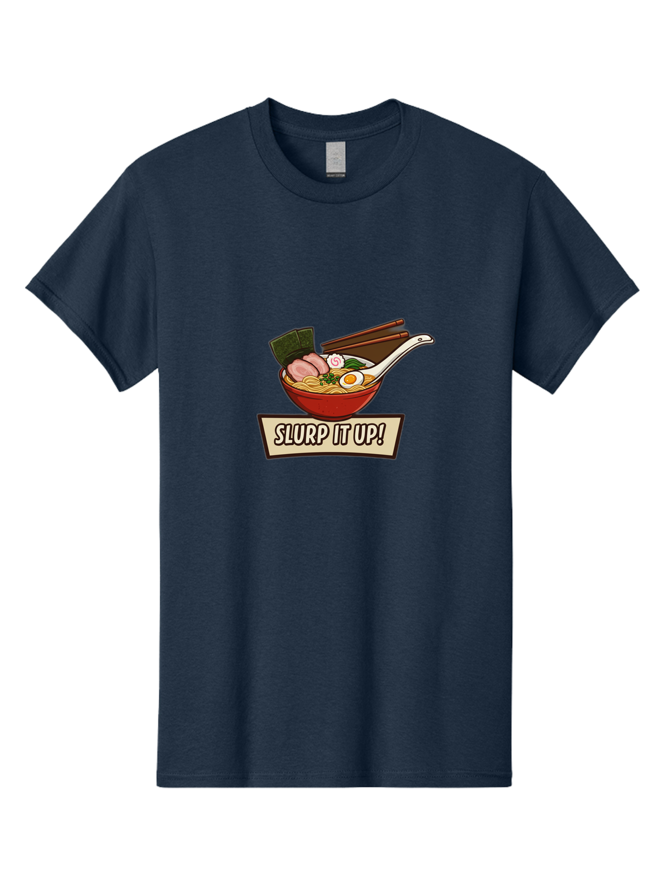 Slurp-It-Up Men'S Graphic Tee, 100% Cotton, Comfortable Casual Summer Wear, Machine Washable, Steaming Hot Ramen, Japanese Noodle Soup, Egg, Pork Slices, Seaweed, Chopsticks, Savory Meal, Comfort Food, Slurp It Up Bab400