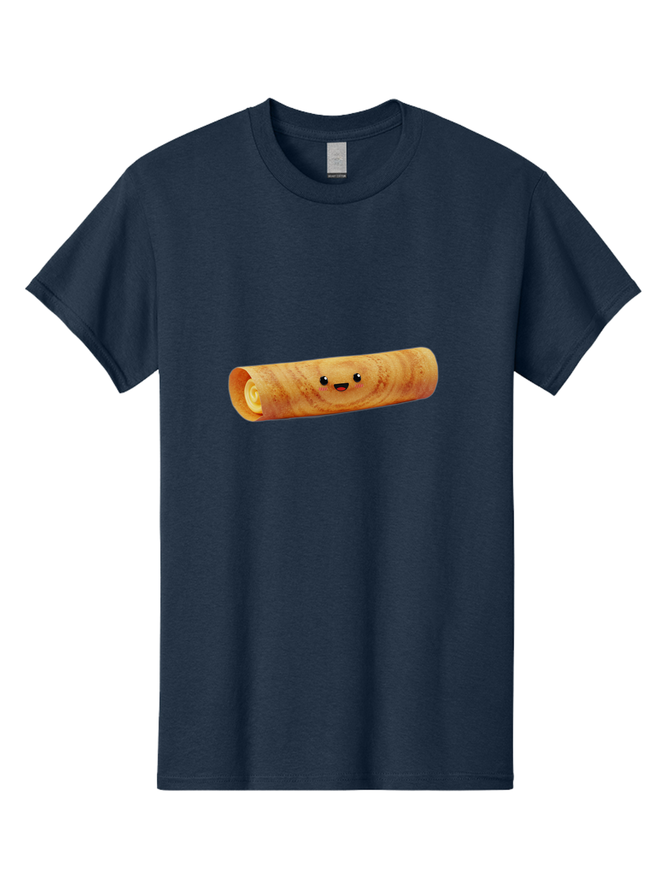 Smiling-Crepe-1 Men'S Graphic Tee, 100% Cotton, Comfortable Casual Summer Wear, Machine Washable, Crepe With Face, Happy Expression, Food Character, Sweet Treat, Crepe Roll, French Dessert, Cartoon Food, Cute Pastry, Dessert Illustration Bab409