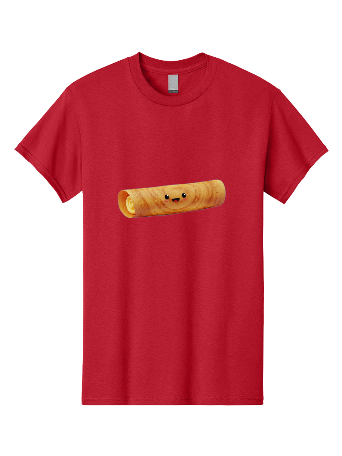 Smiling-Crepe-1 Men'S Graphic Tee, 100% Cotton, Comfortable Casual Summer Wear, Machine Washable, Crepe With Face, Happy Expression, Food Character, Sweet Treat, Crepe Roll, French Dessert, Cartoon Food, Cute Pastry, Dessert Illustration Bab409