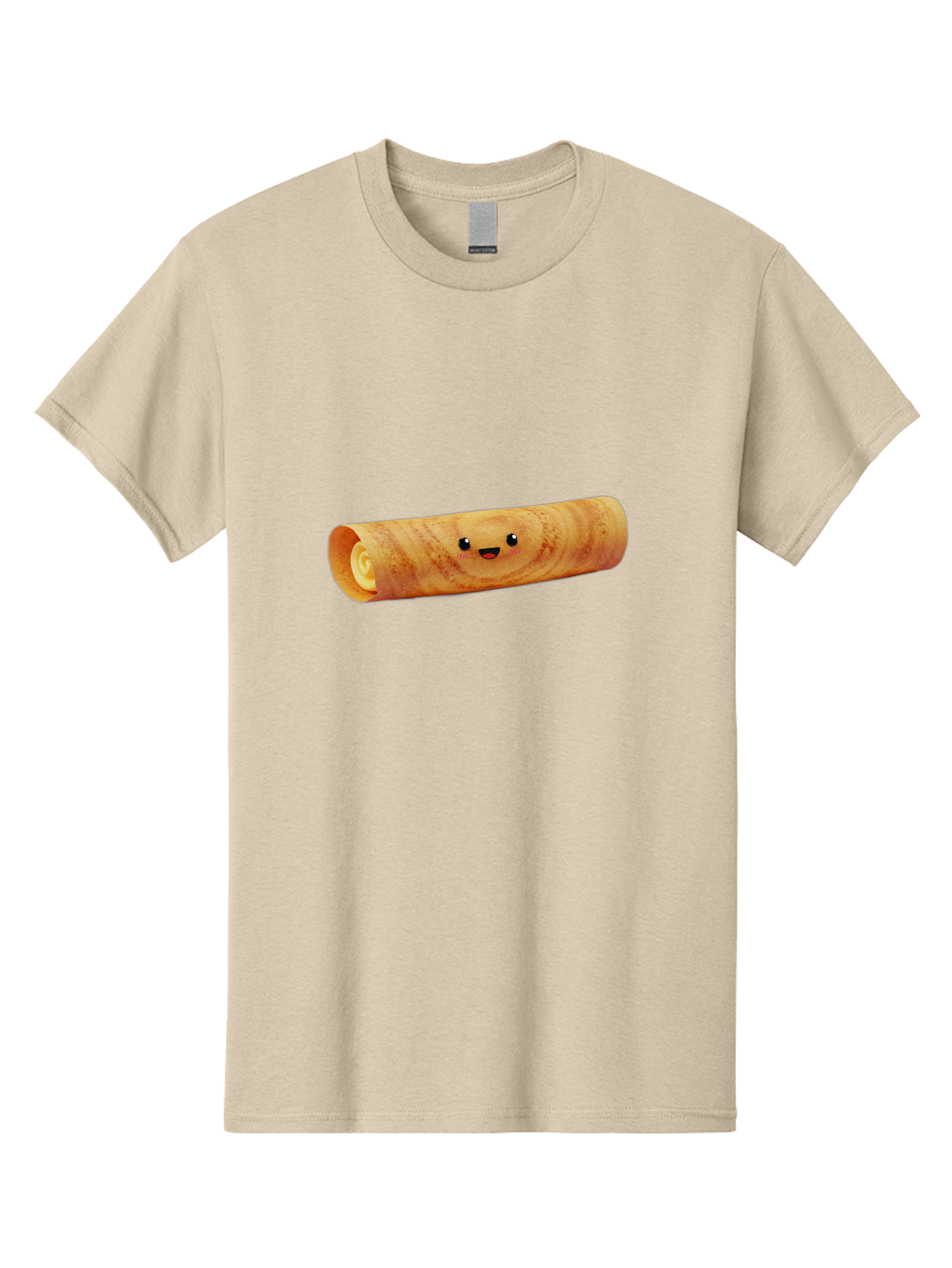 Smiling-Crepe-1 Men'S Graphic Tee, 100% Cotton, Comfortable Casual Summer Wear, Machine Washable, Crepe With Face, Happy Expression, Food Character, Sweet Treat, Crepe Roll, French Dessert, Cartoon Food, Cute Pastry, Dessert Illustration Bab409