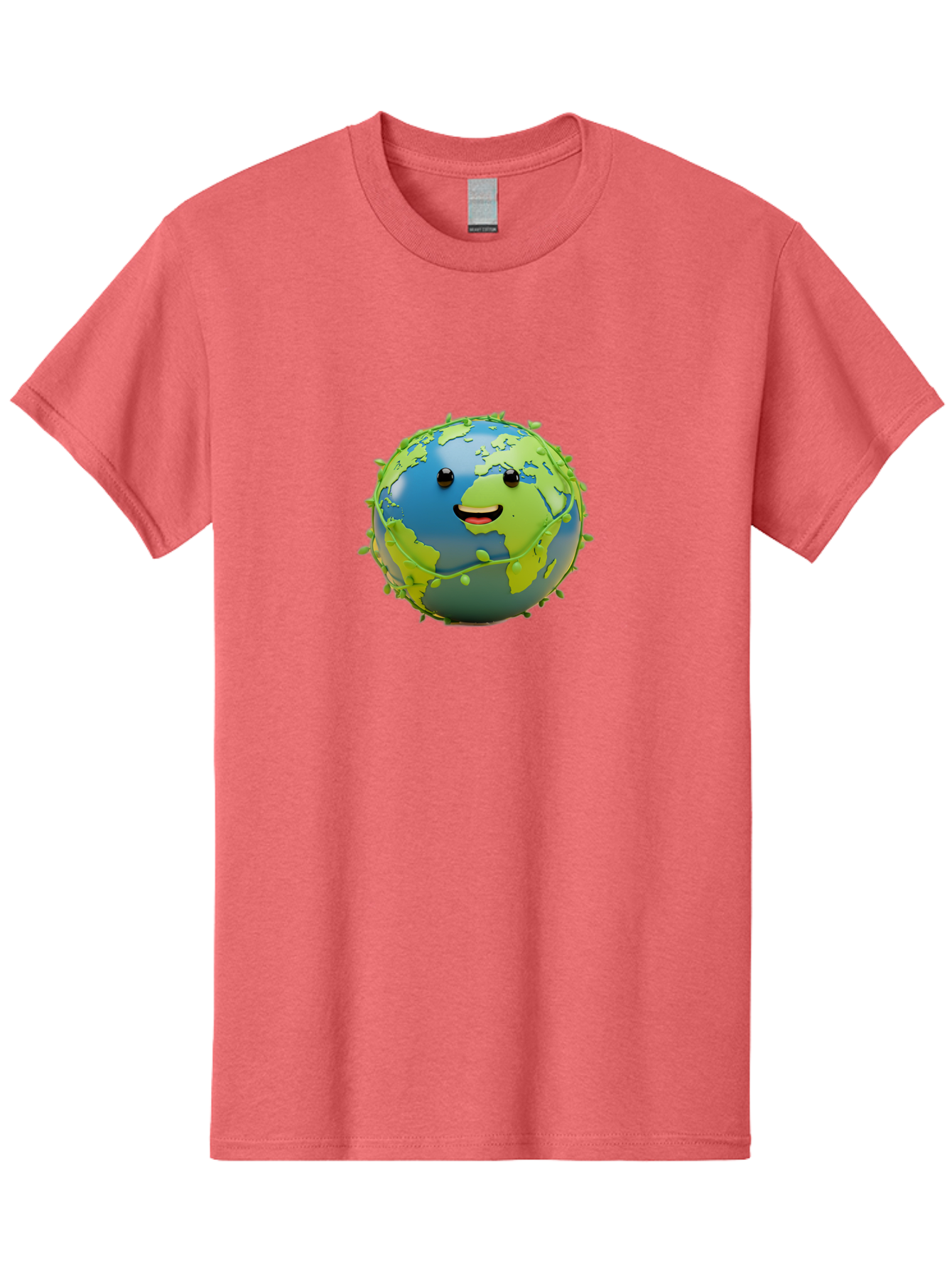 Smiling-Globe-1 Men'S Graphic Tee, 100% Cotton, Comfortable Casual Summer Wear, Machine Washable, Cartoon Globe, Smiling Face, Big Smile, Black Eyes, Coronavirus, Green Virus, Global Infection, World Map, Humor, Satire, Bab415