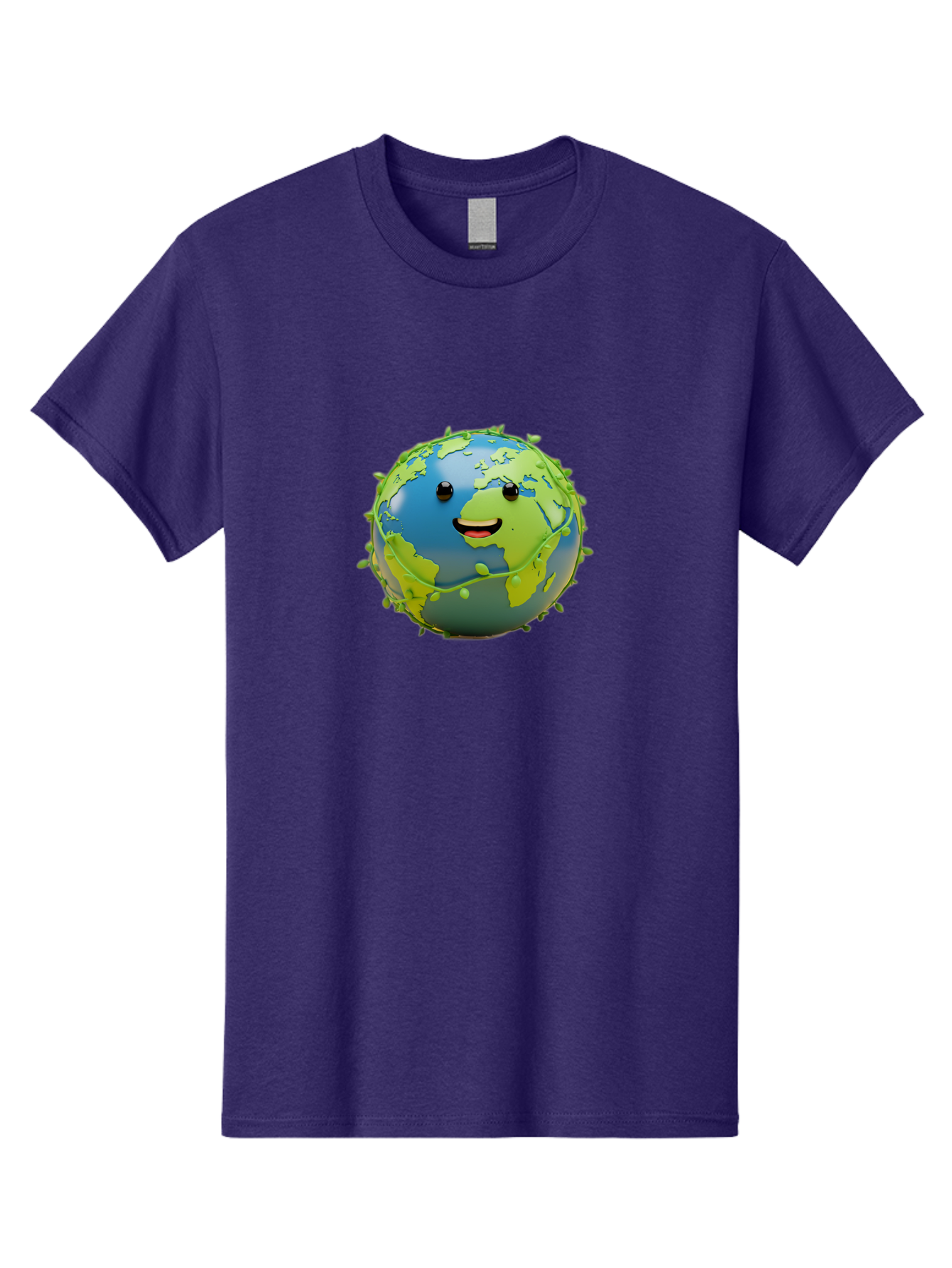 Smiling-Globe-1 Men'S Graphic Tee, 100% Cotton, Comfortable Casual Summer Wear, Machine Washable, Cartoon Globe, Smiling Face, Big Smile, Black Eyes, Coronavirus, Green Virus, Global Infection, World Map, Humor, Satire, Bab415