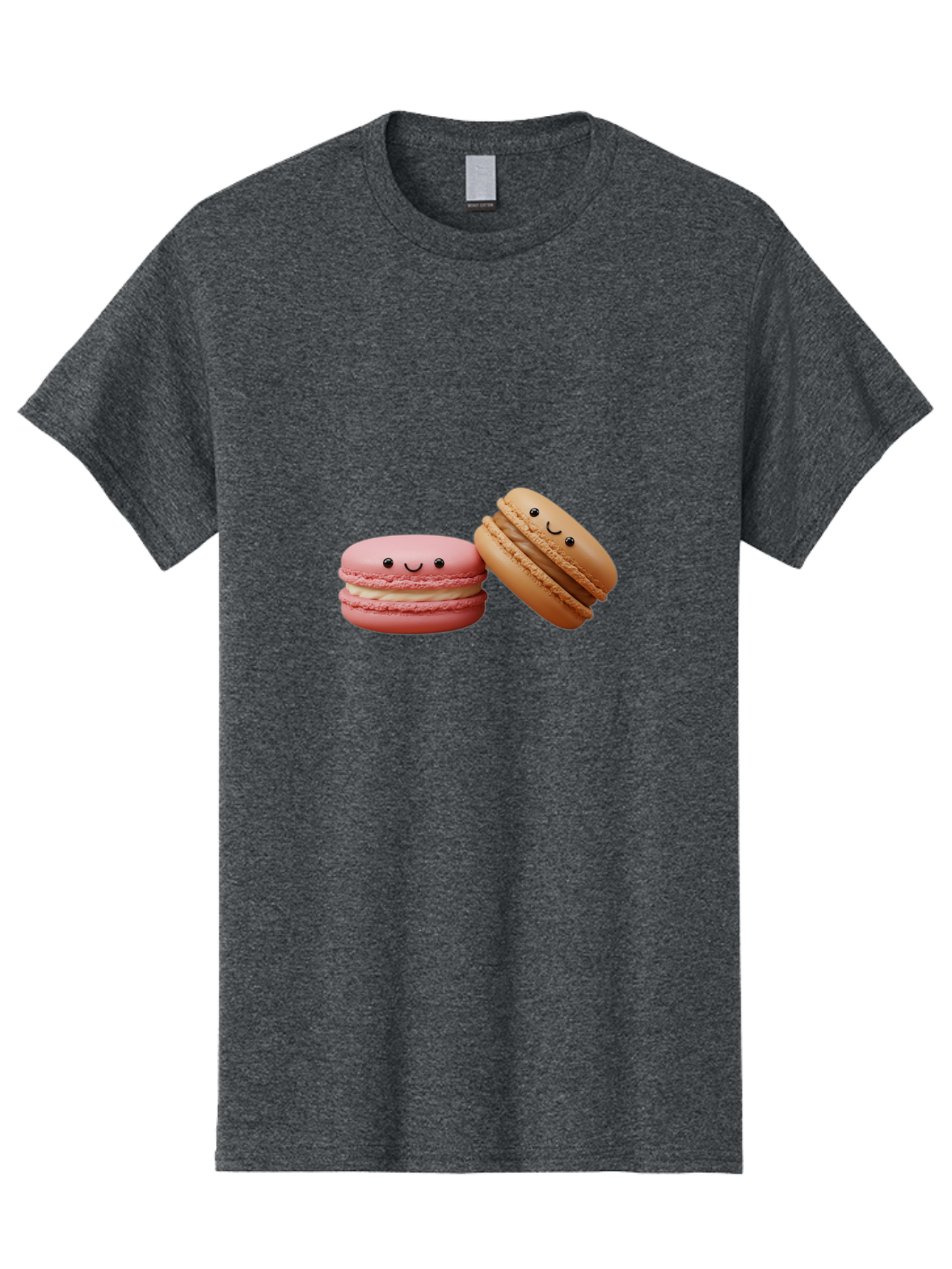 Smiling-Macarons-6 Men'S Graphic Tee, 100% Cotton, Comfortable Casual Summer Wear, Machine Washable, Pink Macaron, Beige Macaron, French Dessert, Sweet Treats, Smiling Faces, Cute Pastries, Delicious Macarons, Bakery Delights Bab423