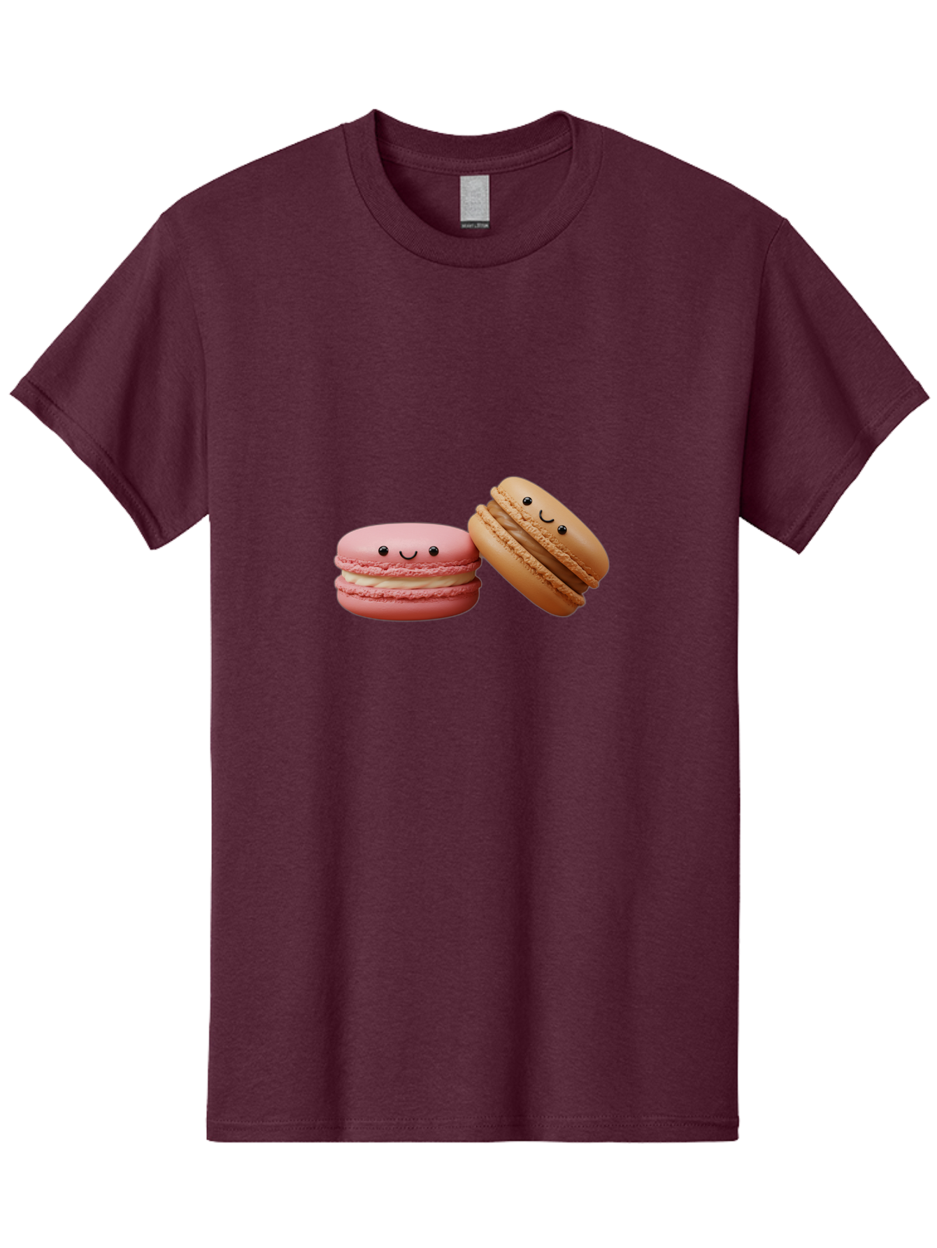 Smiling-Macarons-6 Men'S Graphic Tee, 100% Cotton, Comfortable Casual Summer Wear, Machine Washable, Pink Macaron, Beige Macaron, French Dessert, Sweet Treats, Smiling Faces, Cute Pastries, Delicious Macarons, Bakery Delights Bab423