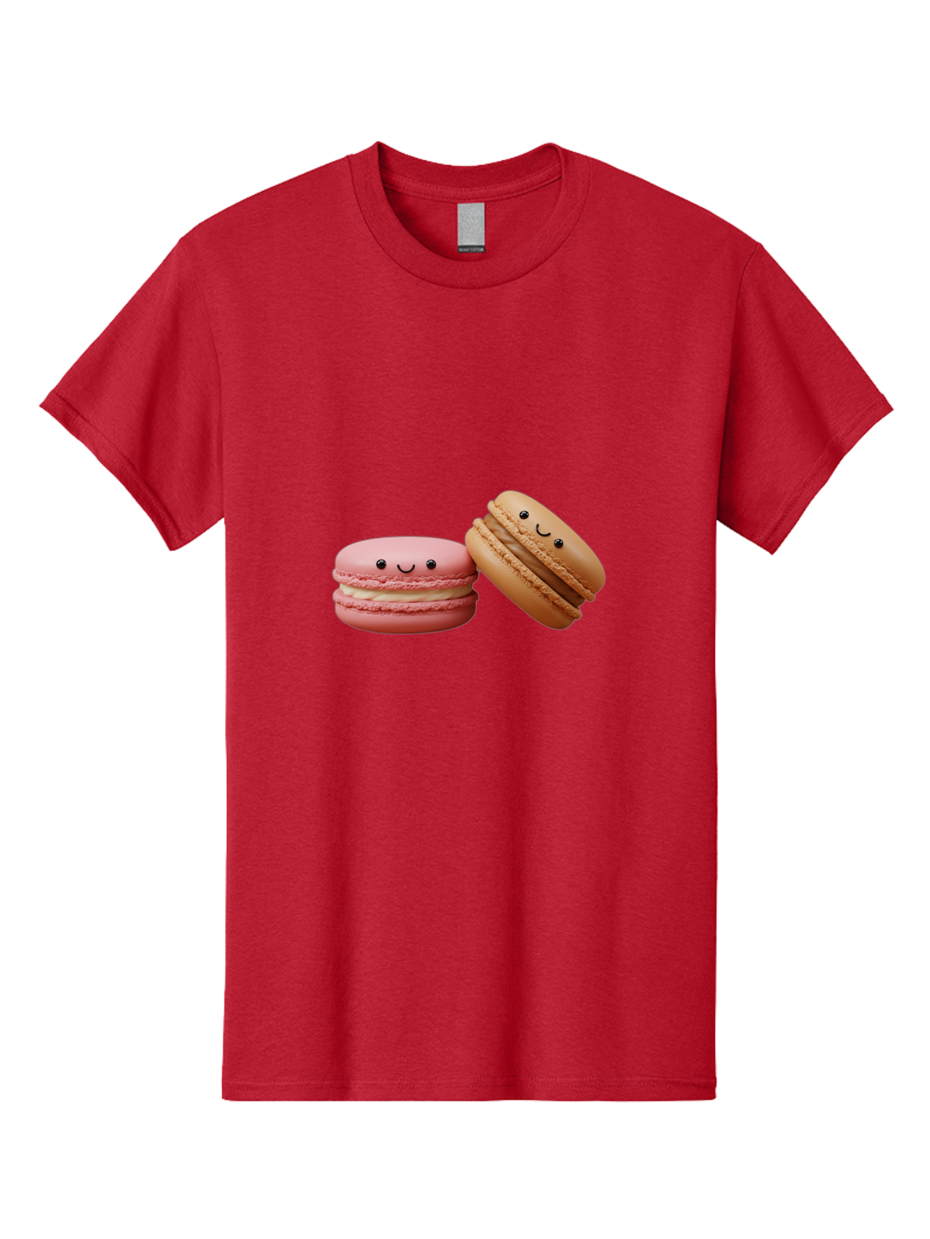 Smiling-Macarons-6 Men'S Graphic Tee, 100% Cotton, Comfortable Casual Summer Wear, Machine Washable, Pink Macaron, Beige Macaron, French Dessert, Sweet Treats, Smiling Faces, Cute Pastries, Delicious Macarons, Bakery Delights Bab423