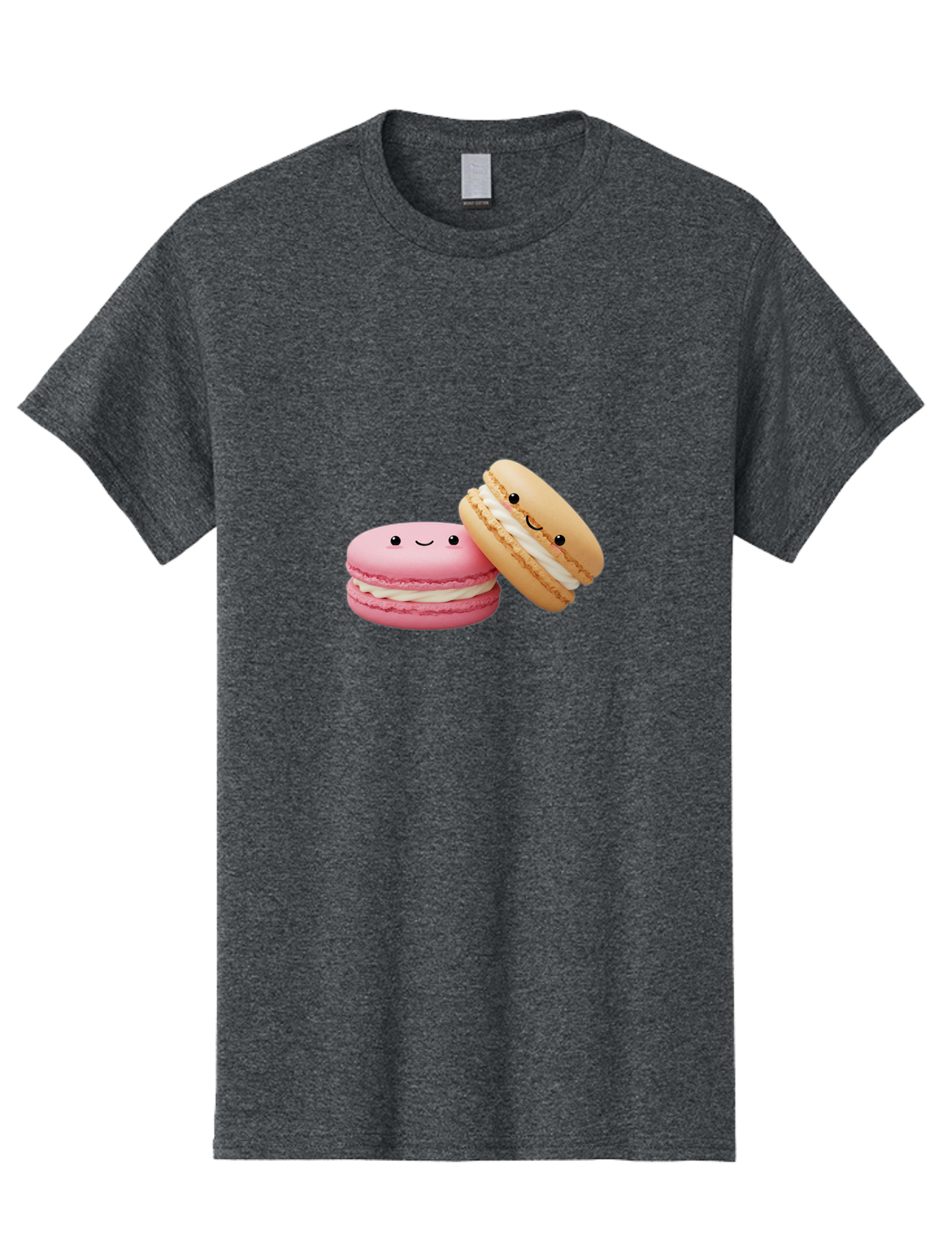 Smiling-Macarons Men'S Graphic Tee, 100% Cotton, Comfortable Casual Summer Wear, Machine Washable, Pink Macaron, Beige Macaron, Smiling Faces, Cute Desserts, White Filling, Adorable Treats, French Pastries, Sweet Delights Bab424