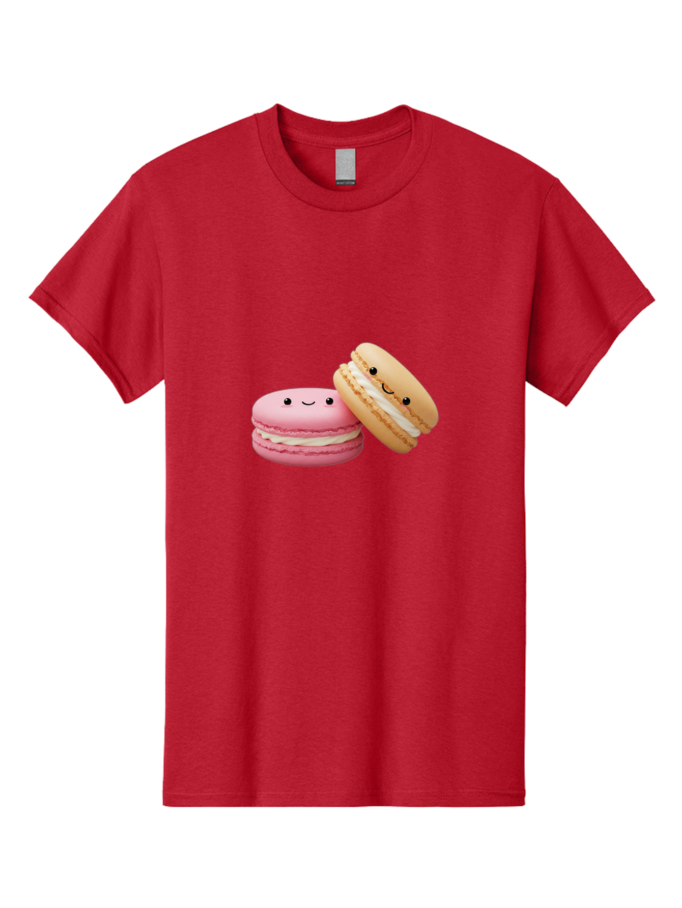 Smiling-Macarons Men'S Graphic Tee, 100% Cotton, Comfortable Casual Summer Wear, Machine Washable, Pink Macaron, Beige Macaron, Smiling Faces, Cute Desserts, White Filling, Adorable Treats, French Pastries, Sweet Delights Bab424