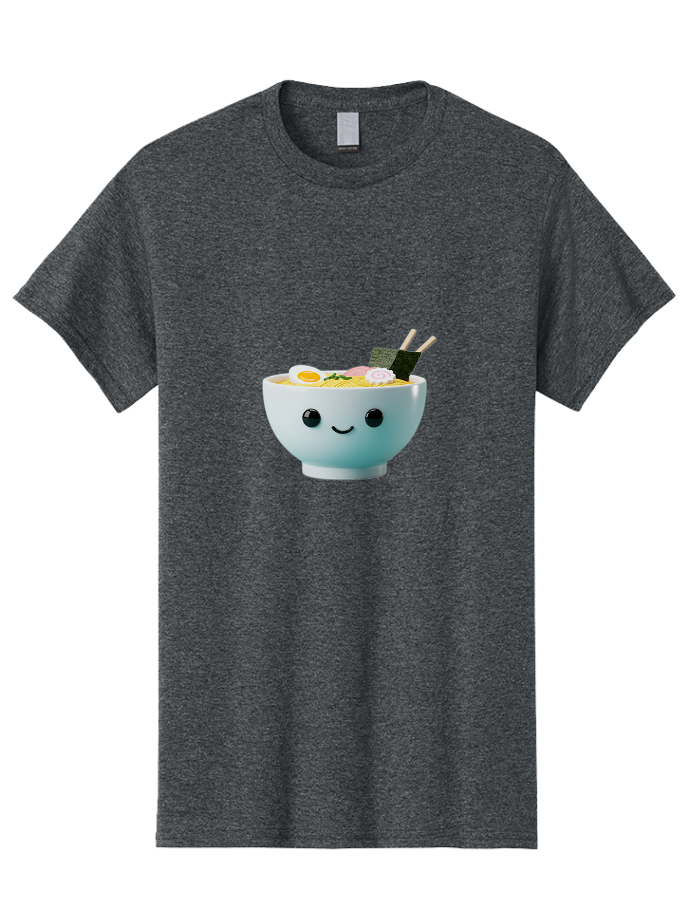 Smiling-Ramen-Bowl Men'S Graphic Tee, 100% Cotton, Comfortable Casual Summer Wear, Machine Washable, Steaming Bowl Of Ramen, Japanese Cuisine, Kawaii Food, Cartoon Character, Noodle Soup, Boiled Egg, Seaweed, Chopsticks, Smiling Face, Bab426