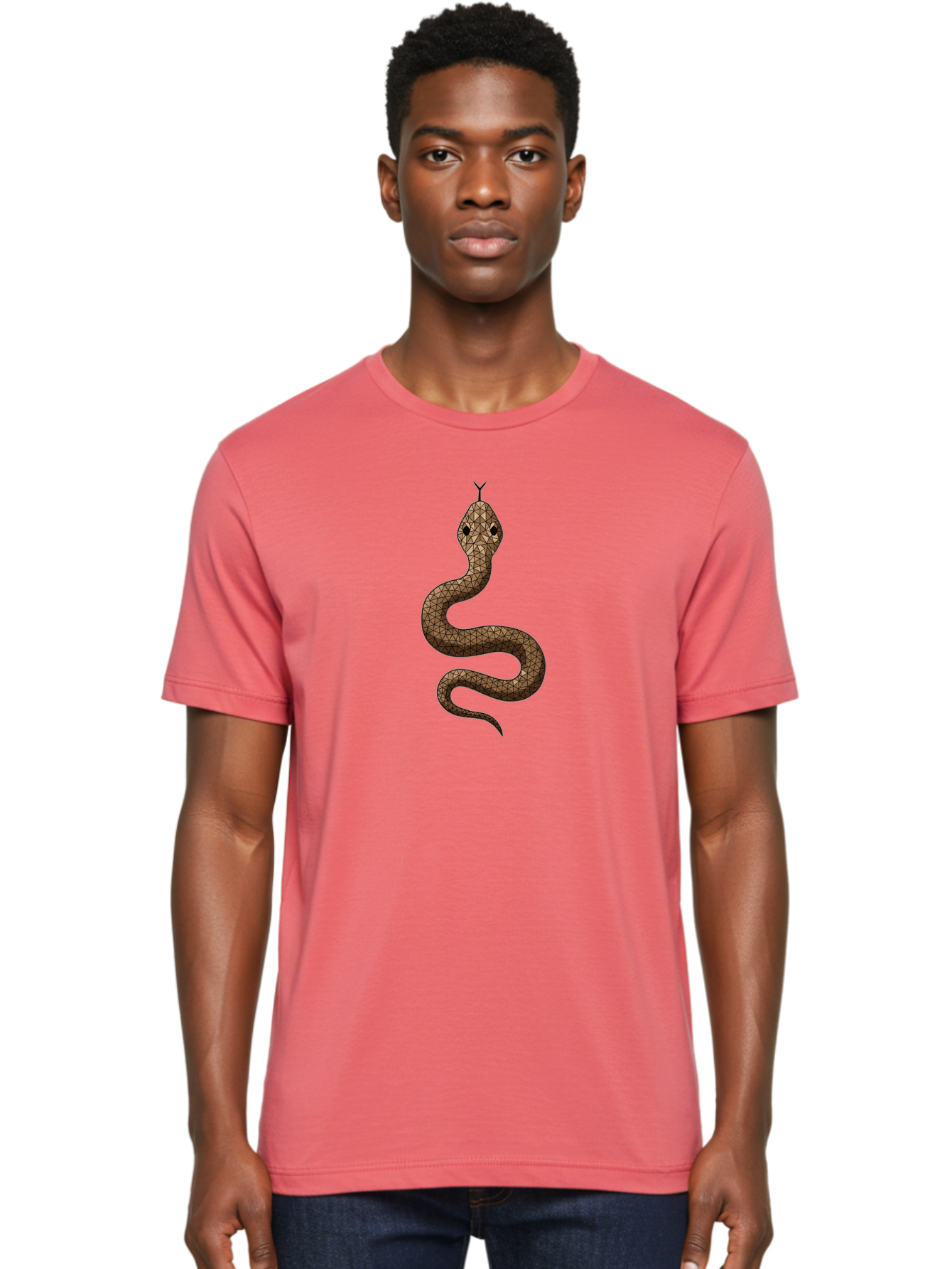 Snake Men'S Graphic Tee, 100% Cotton, Comfortable Casual Summer Wear, Machine Washable, Snake Illustration, Reptile Art, Snake Design, Geometric Patterns, Wildlife Graphics, Symbolic Imagery, Snake Motif, Tribal Art Bab428