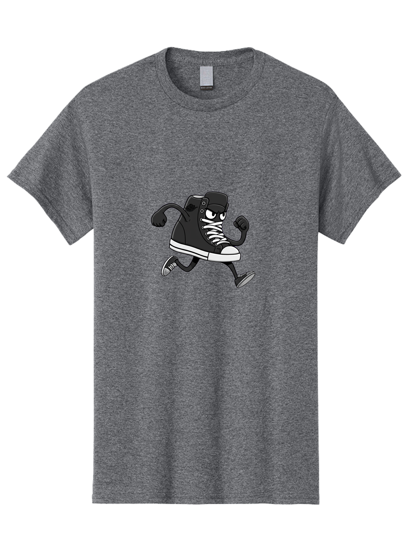 Sneaker-Character Men'S Graphic Tee, 100% Cotton, Comfortable Casual Summer Wear, Machine Washable, Cartoon Sneaker, Running Shoe, Black Converse, White Laces, Funny Character, Animated Footwear, Playful Design, Comic Illustration Bab429