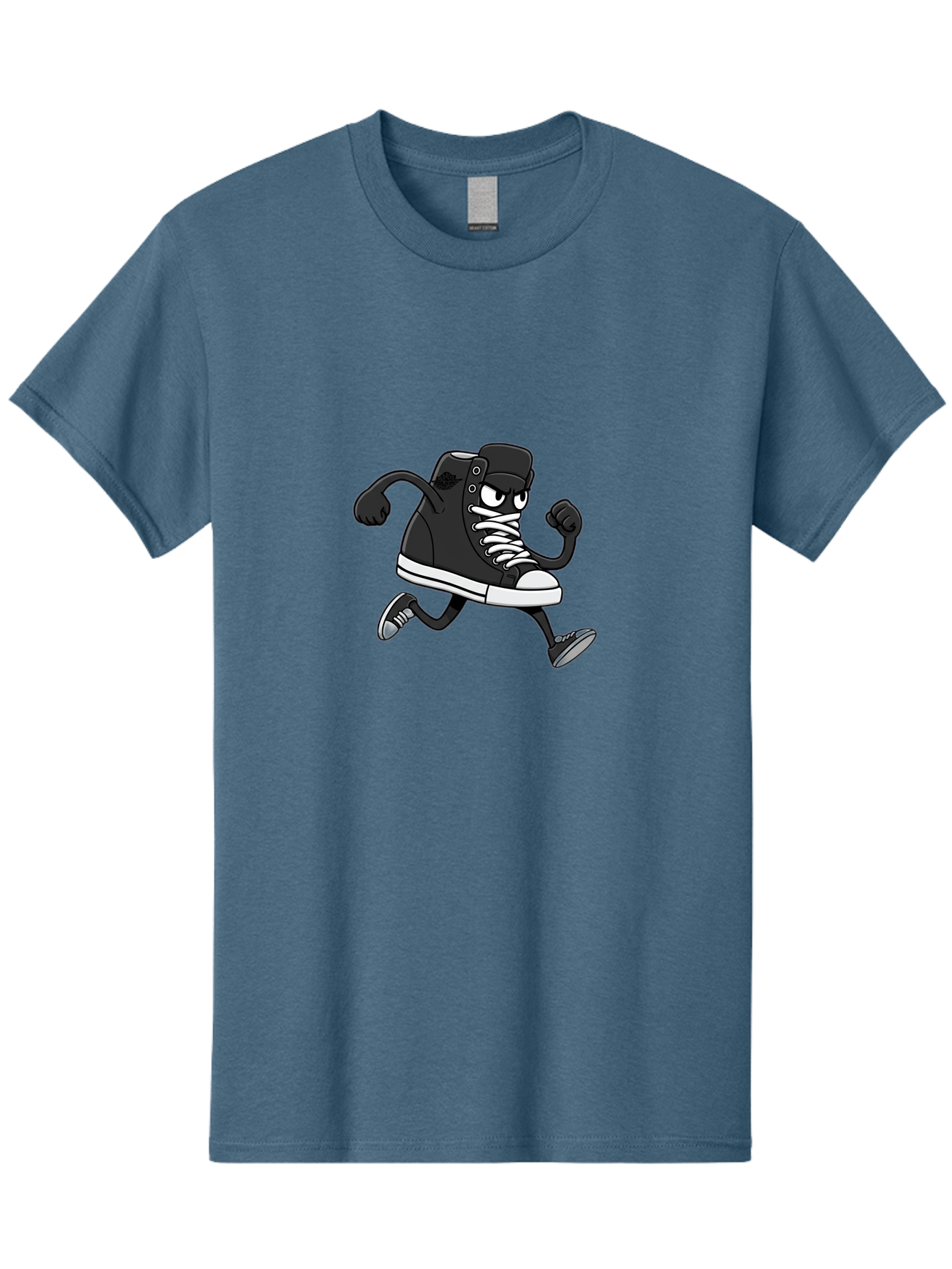 Sneaker-Character Men'S Graphic Tee, 100% Cotton, Comfortable Casual Summer Wear, Machine Washable, Cartoon Sneaker, Running Shoe, Black Converse, White Laces, Funny Character, Animated Footwear, Playful Design, Comic Illustration Bab429