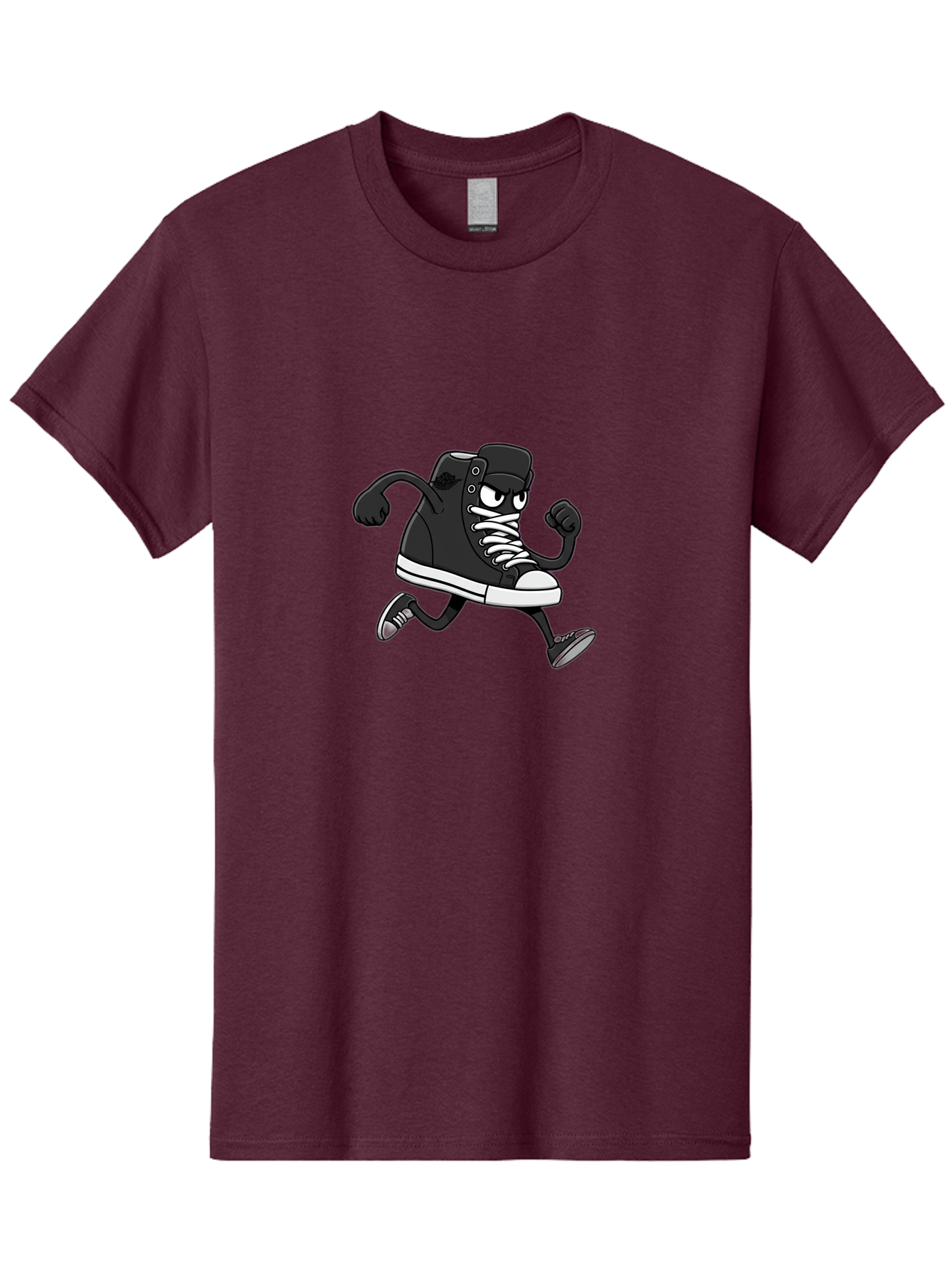 Sneaker-Character Men'S Graphic Tee, 100% Cotton, Comfortable Casual Summer Wear, Machine Washable, Cartoon Sneaker, Running Shoe, Black Converse, White Laces, Funny Character, Animated Footwear, Playful Design, Comic Illustration Bab429