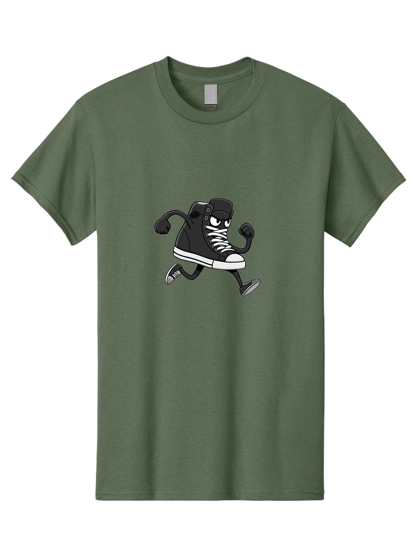 Sneaker-Character Men'S Graphic Tee, 100% Cotton, Comfortable Casual Summer Wear, Machine Washable, Cartoon Sneaker, Running Shoe, Black Converse, White Laces, Funny Character, Animated Footwear, Playful Design, Comic Illustration Bab429