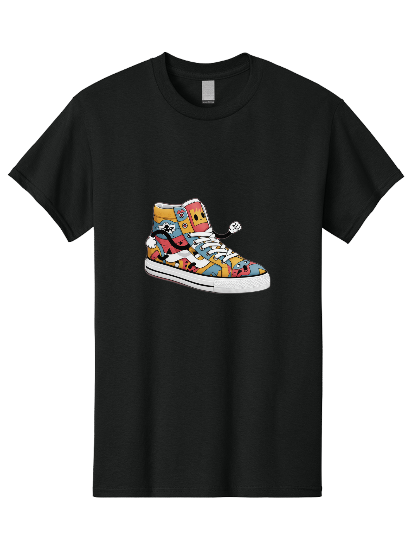 Sneaker Men'S Graphic Tee, 100% Cotton, Comfortable Casual Summer Wear, Machine Washable, Sneaker With Emojis, Cartoon Shoe, Colorful Footwear, Playful Design, Funky Style, Emoji Fashion, Streetwear, Animated Sneaker, Vibrant Colors Bab430