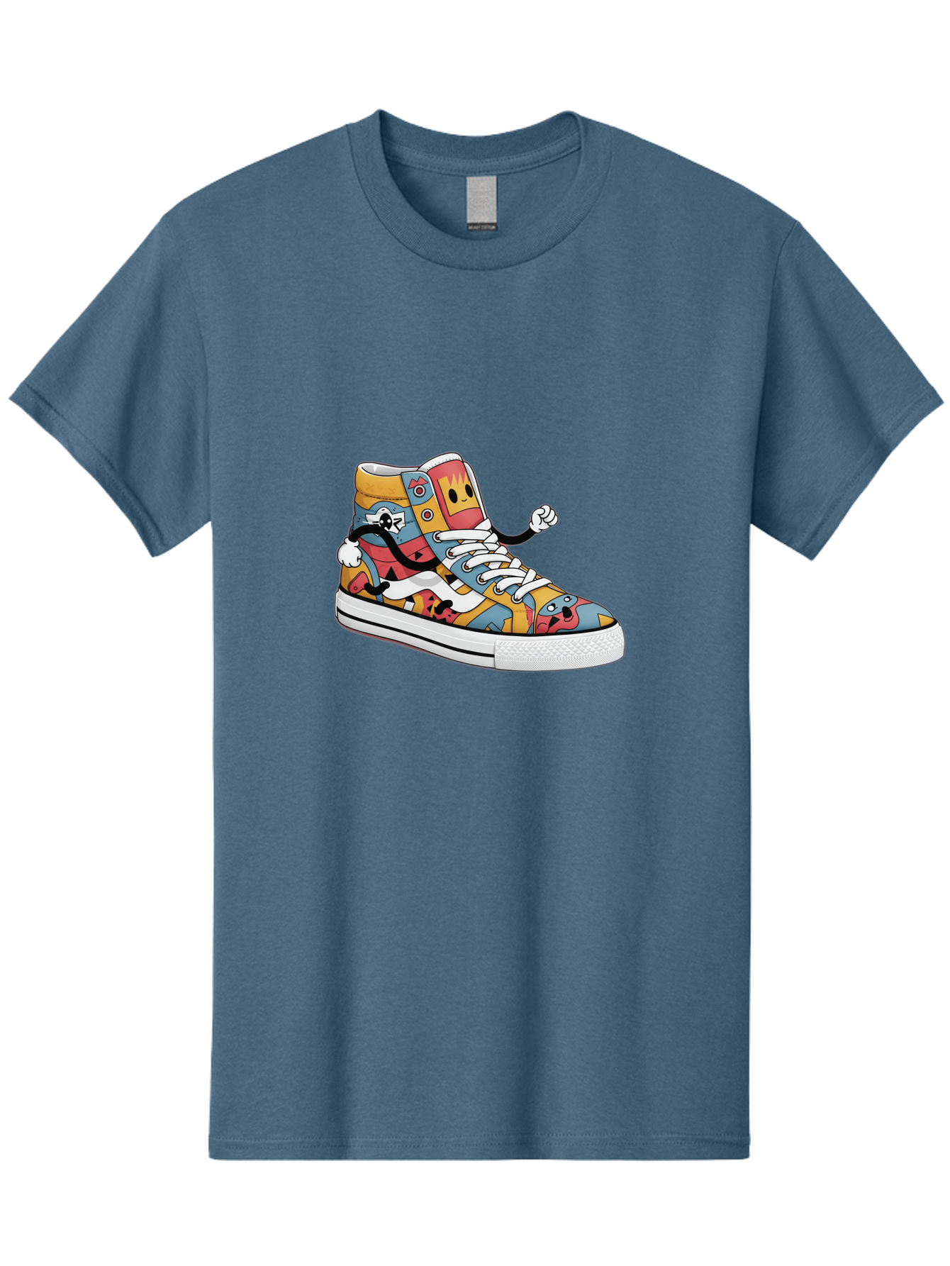 Sneaker Men'S Graphic Tee, 100% Cotton, Comfortable Casual Summer Wear, Machine Washable, Sneaker With Emojis, Cartoon Shoe, Colorful Footwear, Playful Design, Funky Style, Emoji Fashion, Streetwear, Animated Sneaker, Vibrant Colors Bab430