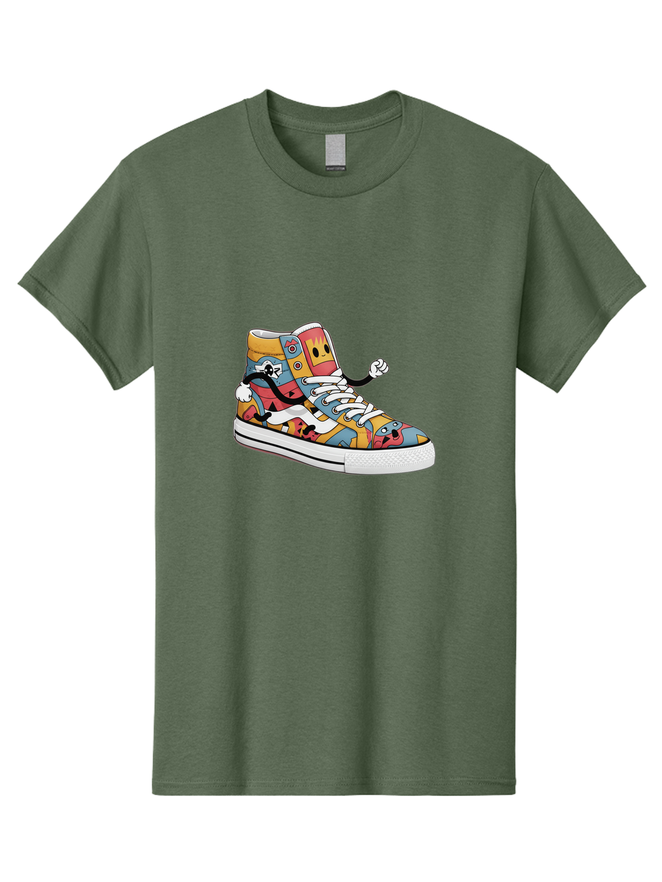Sneaker Men'S Graphic Tee, 100% Cotton, Comfortable Casual Summer Wear, Machine Washable, Sneaker With Emojis, Cartoon Shoe, Colorful Footwear, Playful Design, Funky Style, Emoji Fashion, Streetwear, Animated Sneaker, Vibrant Colors Bab430
