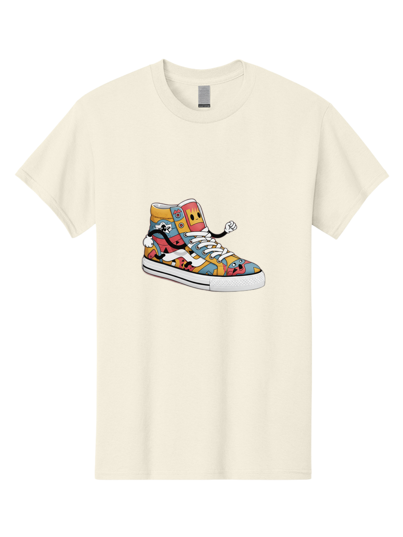 Sneaker Men'S Graphic Tee, 100% Cotton, Comfortable Casual Summer Wear, Machine Washable, Sneaker With Emojis, Cartoon Shoe, Colorful Footwear, Playful Design, Funky Style, Emoji Fashion, Streetwear, Animated Sneaker, Vibrant Colors Bab430
