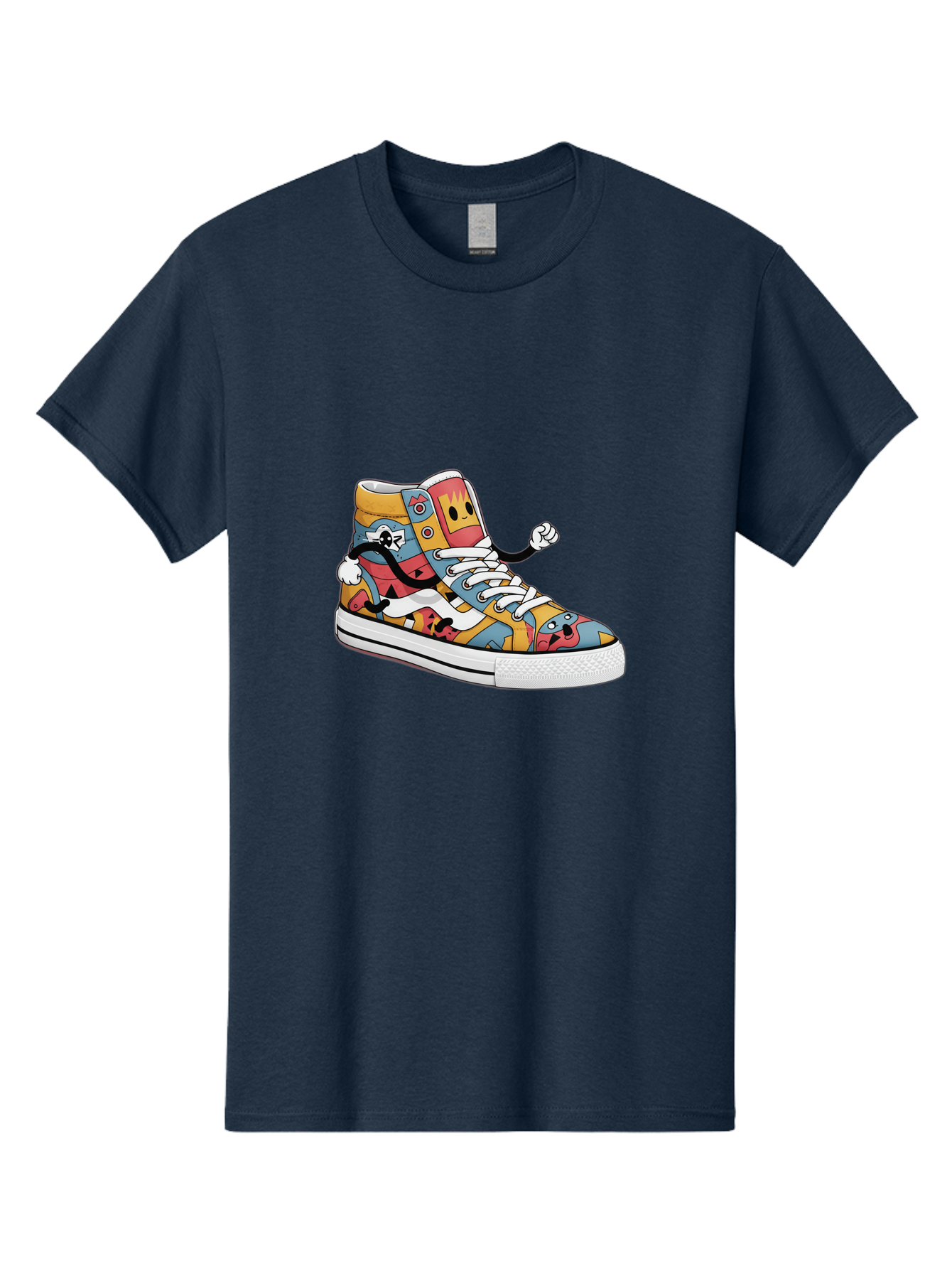 Sneaker Men'S Graphic Tee, 100% Cotton, Comfortable Casual Summer Wear, Machine Washable, Sneaker With Emojis, Cartoon Shoe, Colorful Footwear, Playful Design, Funky Style, Emoji Fashion, Streetwear, Animated Sneaker, Vibrant Colors Bab430
