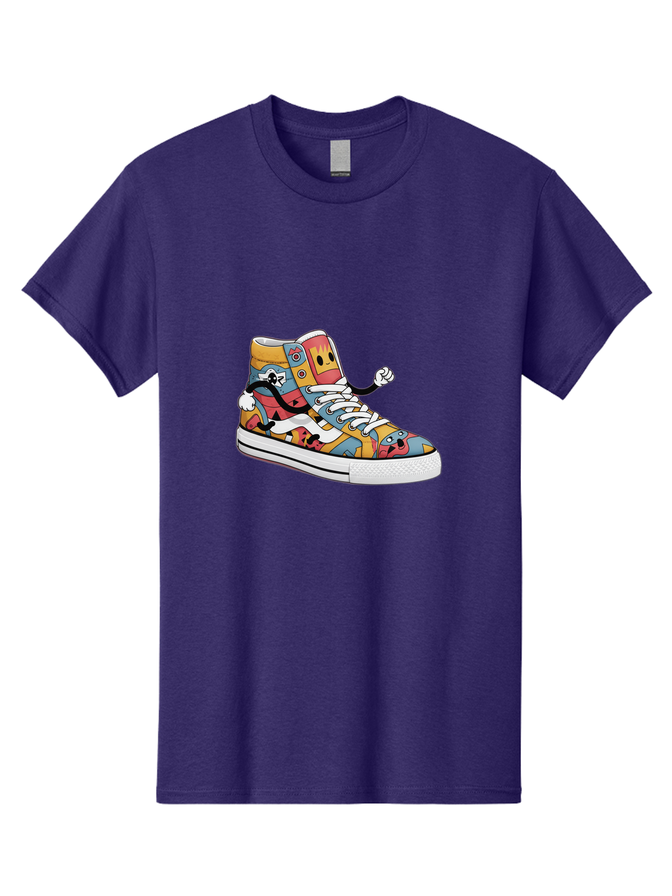 Sneaker Men'S Graphic Tee, 100% Cotton, Comfortable Casual Summer Wear, Machine Washable, Sneaker With Emojis, Cartoon Shoe, Colorful Footwear, Playful Design, Funky Style, Emoji Fashion, Streetwear, Animated Sneaker, Vibrant Colors Bab430