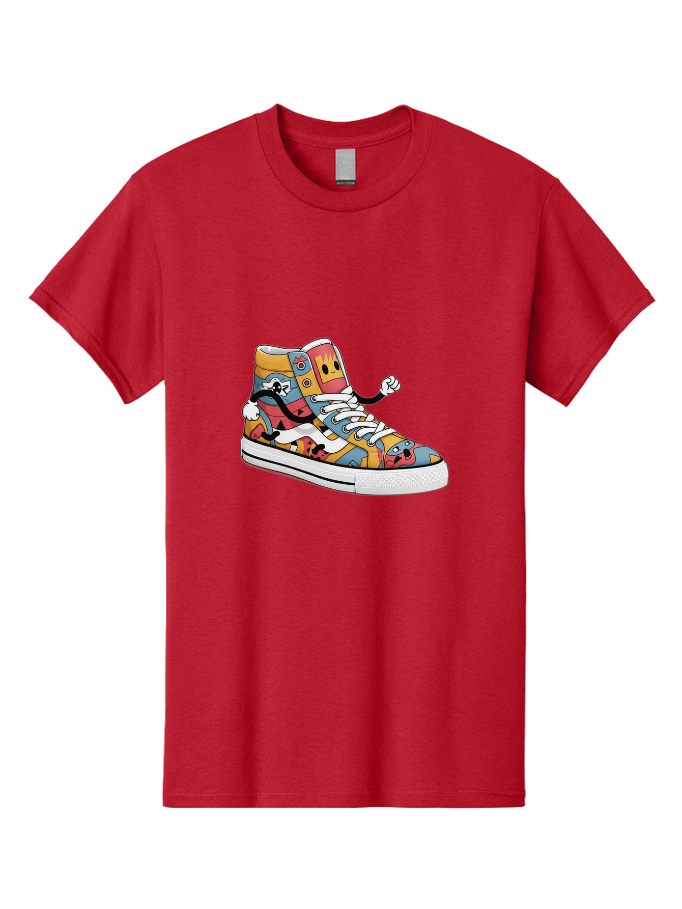 Sneaker Men'S Graphic Tee, 100% Cotton, Comfortable Casual Summer Wear, Machine Washable, Sneaker With Emojis, Cartoon Shoe, Colorful Footwear, Playful Design, Funky Style, Emoji Fashion, Streetwear, Animated Sneaker, Vibrant Colors Bab430