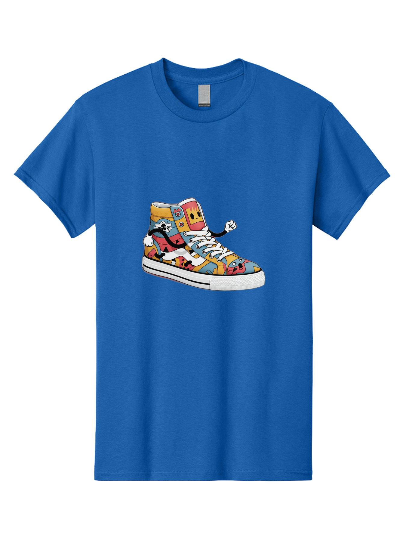 Sneaker Men'S Graphic Tee, 100% Cotton, Comfortable Casual Summer Wear, Machine Washable, Sneaker With Emojis, Cartoon Shoe, Colorful Footwear, Playful Design, Funky Style, Emoji Fashion, Streetwear, Animated Sneaker, Vibrant Colors Bab430
