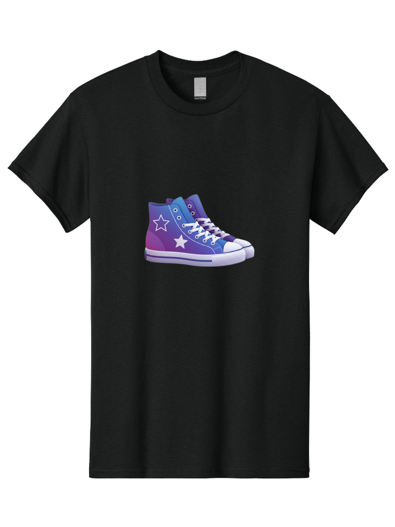 Sneakers-With-Stars Men'S Graphic Tee, 100% Cotton, Comfortable Casual Summer Wear, Machine Washable, Sneakers With Star Design, Purple Sneakers, Blue Sneakers, White Laces, Gradient Effect, Colorful Footwear, Streetwear Style, Casual Shoes, Bab433