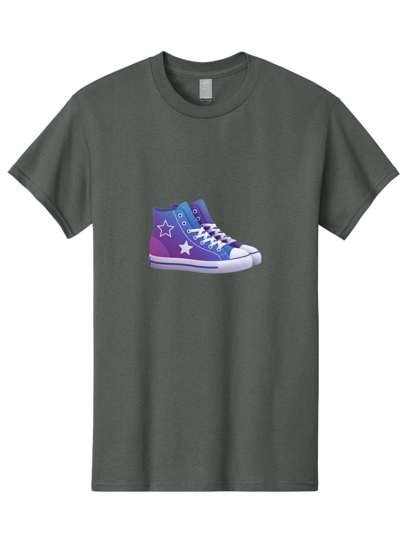 Sneakers-With-Stars Men'S Graphic Tee, 100% Cotton, Comfortable Casual Summer Wear, Machine Washable, Sneakers With Star Design, Purple Sneakers, Blue Sneakers, White Laces, Gradient Effect, Colorful Footwear, Streetwear Style, Casual Shoes, Bab433