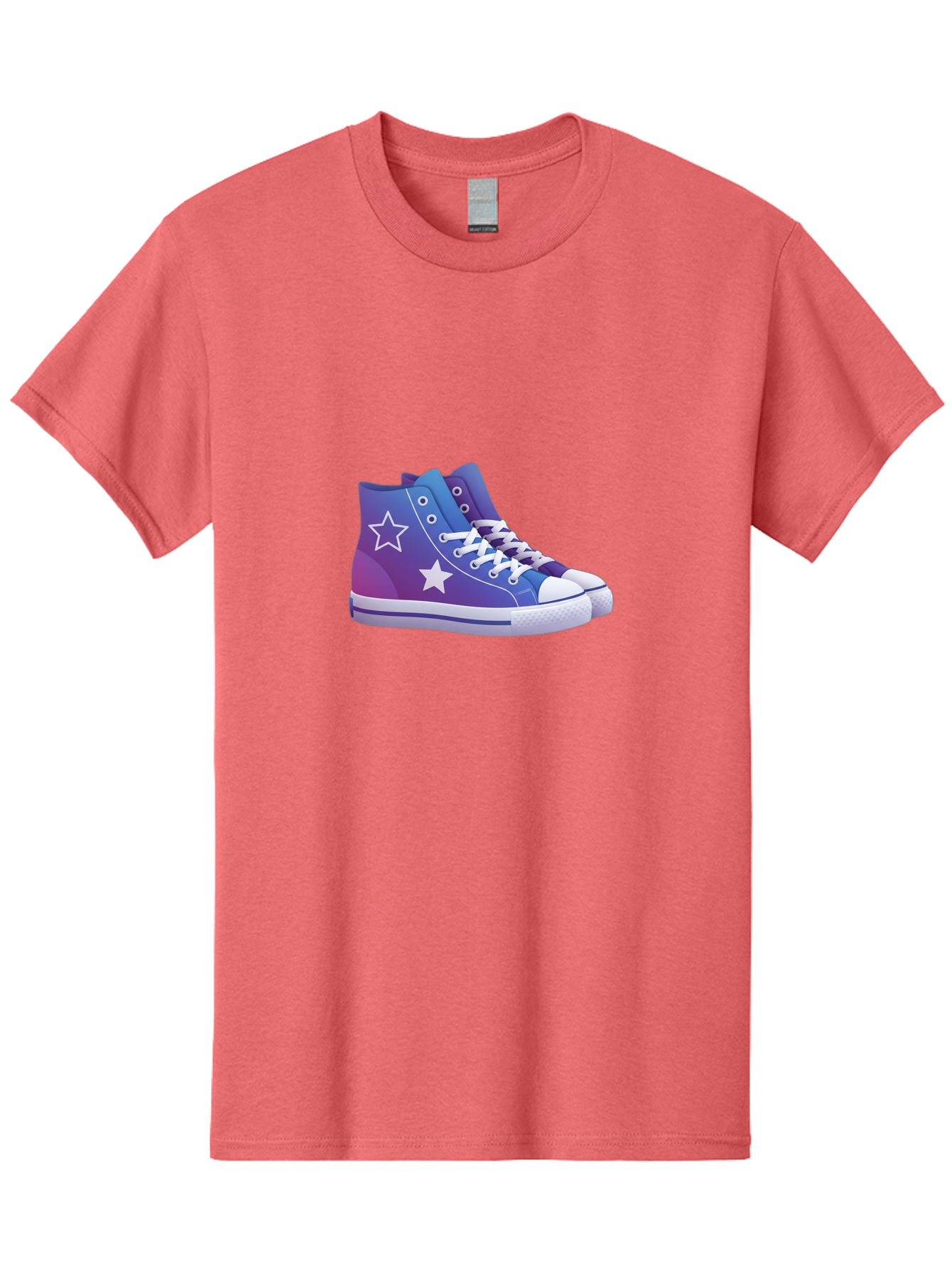 Sneakers-With-Stars Men'S Graphic Tee, 100% Cotton, Comfortable Casual Summer Wear, Machine Washable, Sneakers With Star Design, Purple Sneakers, Blue Sneakers, White Laces, Gradient Effect, Colorful Footwear, Streetwear Style, Casual Shoes, Bab433