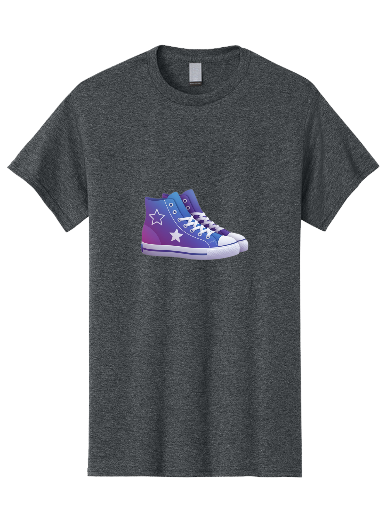 Sneakers-With-Stars Men'S Graphic Tee, 100% Cotton, Comfortable Casual Summer Wear, Machine Washable, Sneakers With Star Design, Purple Sneakers, Blue Sneakers, White Laces, Gradient Effect, Colorful Footwear, Streetwear Style, Casual Shoes, Bab433