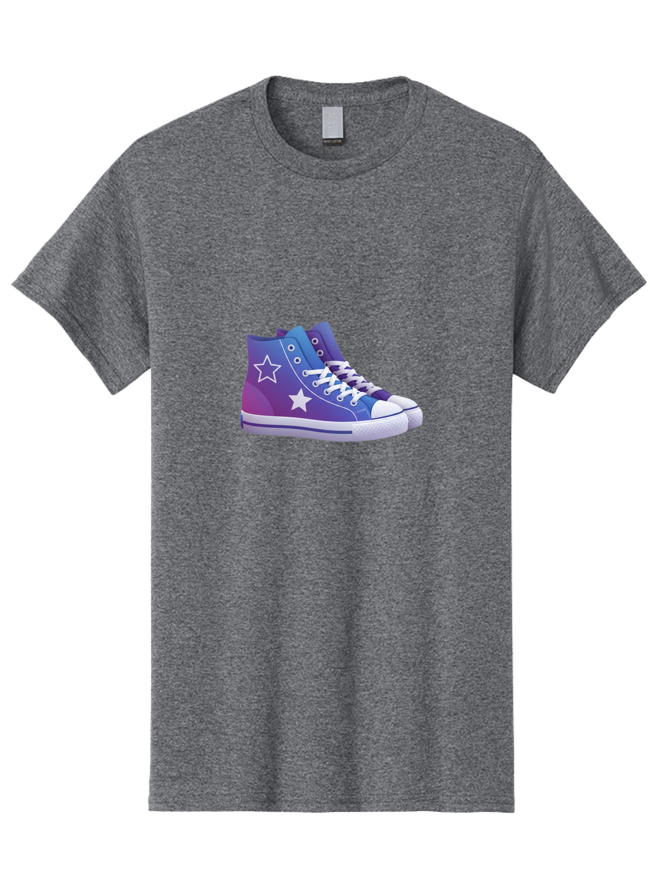 Sneakers-With-Stars Men'S Graphic Tee, 100% Cotton, Comfortable Casual Summer Wear, Machine Washable, Sneakers With Star Design, Purple Sneakers, Blue Sneakers, White Laces, Gradient Effect, Colorful Footwear, Streetwear Style, Casual Shoes, Bab433