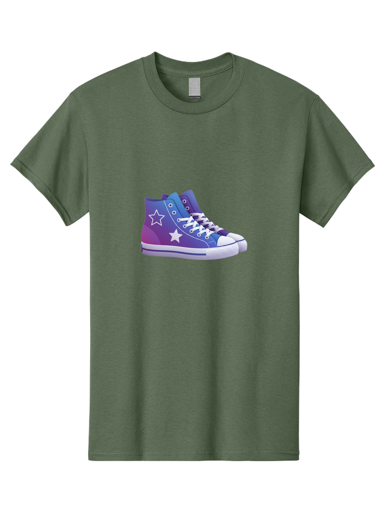 Sneakers-With-Stars Men'S Graphic Tee, 100% Cotton, Comfortable Casual Summer Wear, Machine Washable, Sneakers With Star Design, Purple Sneakers, Blue Sneakers, White Laces, Gradient Effect, Colorful Footwear, Streetwear Style, Casual Shoes, Bab433