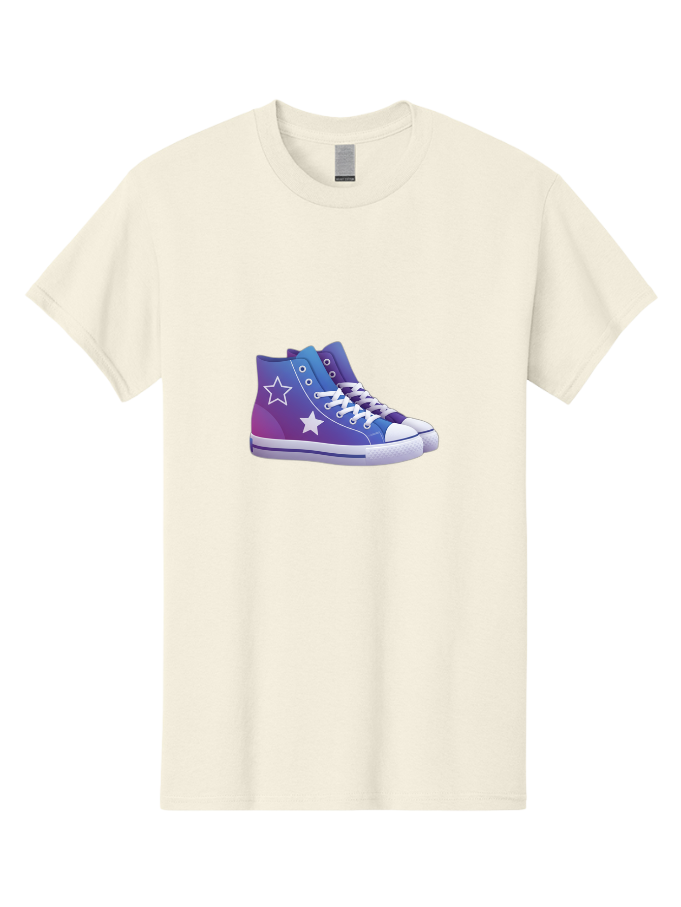 Sneakers-With-Stars Men'S Graphic Tee, 100% Cotton, Comfortable Casual Summer Wear, Machine Washable, Sneakers With Star Design, Purple Sneakers, Blue Sneakers, White Laces, Gradient Effect, Colorful Footwear, Streetwear Style, Casual Shoes, Bab433