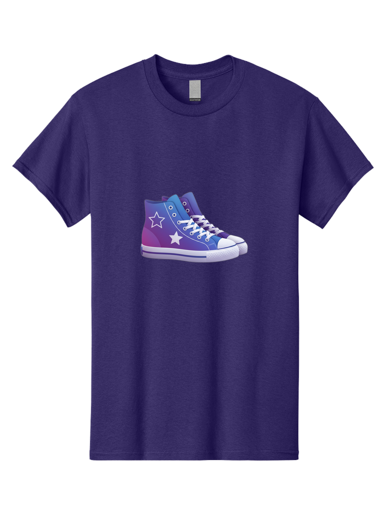 Sneakers-With-Stars Men'S Graphic Tee, 100% Cotton, Comfortable Casual Summer Wear, Machine Washable, Sneakers With Star Design, Purple Sneakers, Blue Sneakers, White Laces, Gradient Effect, Colorful Footwear, Streetwear Style, Casual Shoes, Bab433