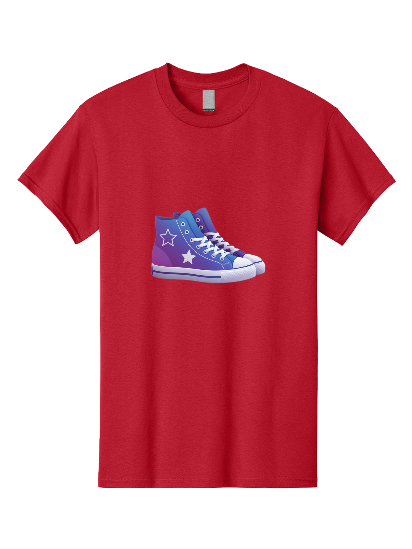 Sneakers-With-Stars Men'S Graphic Tee, 100% Cotton, Comfortable Casual Summer Wear, Machine Washable, Sneakers With Star Design, Purple Sneakers, Blue Sneakers, White Laces, Gradient Effect, Colorful Footwear, Streetwear Style, Casual Shoes, Bab433