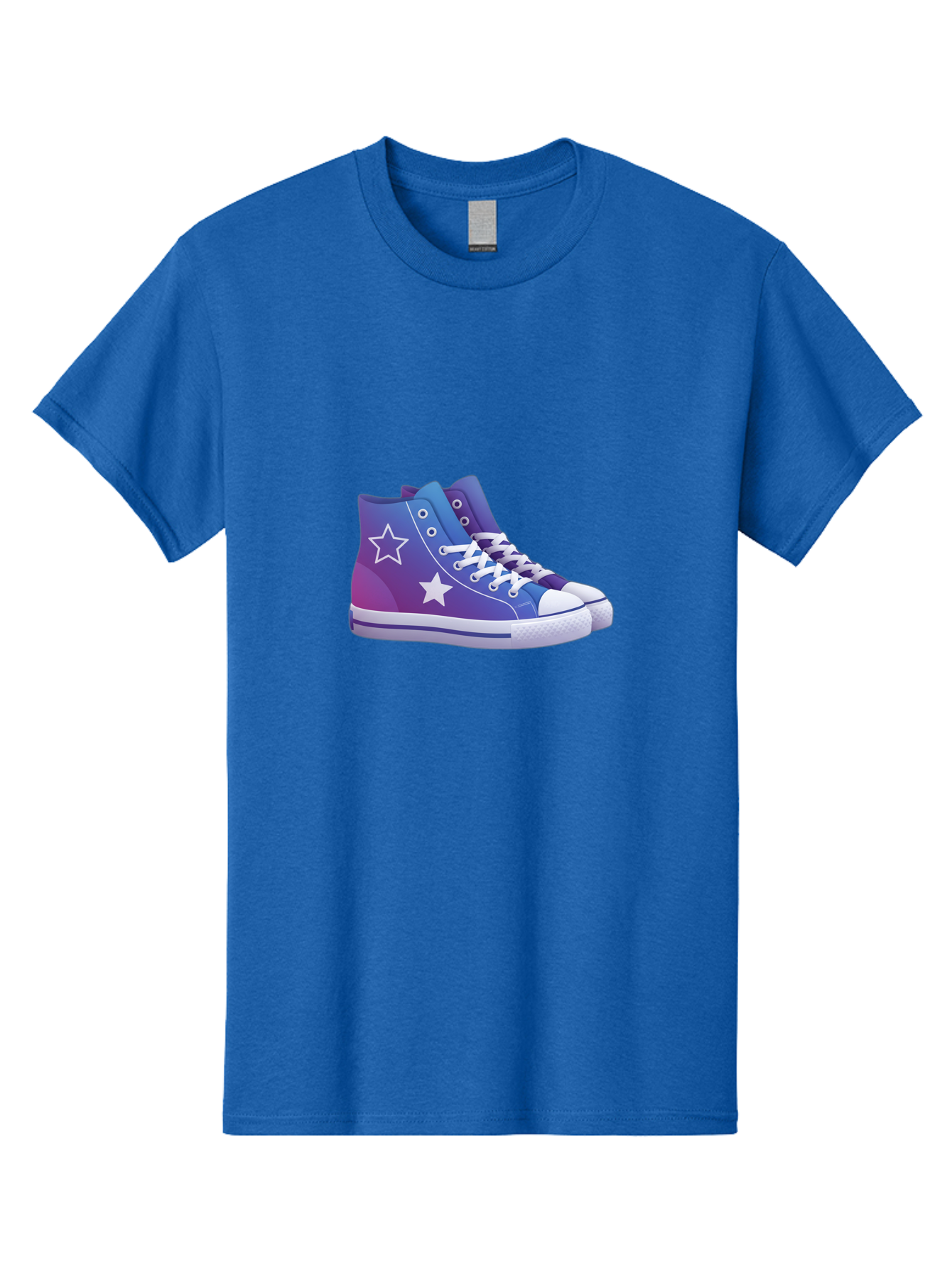 Sneakers-With-Stars Men'S Graphic Tee, 100% Cotton, Comfortable Casual Summer Wear, Machine Washable, Sneakers With Star Design, Purple Sneakers, Blue Sneakers, White Laces, Gradient Effect, Colorful Footwear, Streetwear Style, Casual Shoes, Bab433