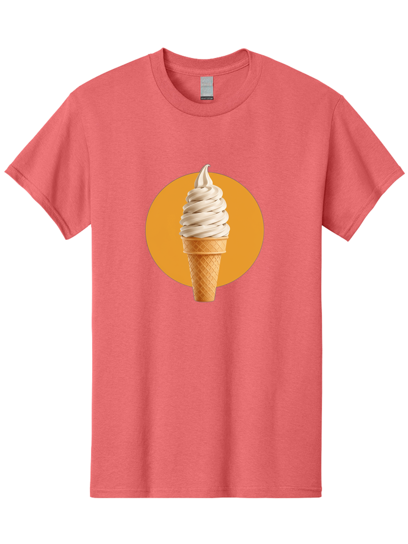 Soft-Serve-Ice-Cream-Cone-1 Men'S Graphic Tee, 100% Cotton, Comfortable Casual Summer Wear, Machine Washable, Soft Serve Ice Cream, Ice Cream Cone, Waffle Cone, Vanilla Ice Cream, Swirly Ice Cream, Summer Treats, Dessert, Sweet Tooth, Bab434