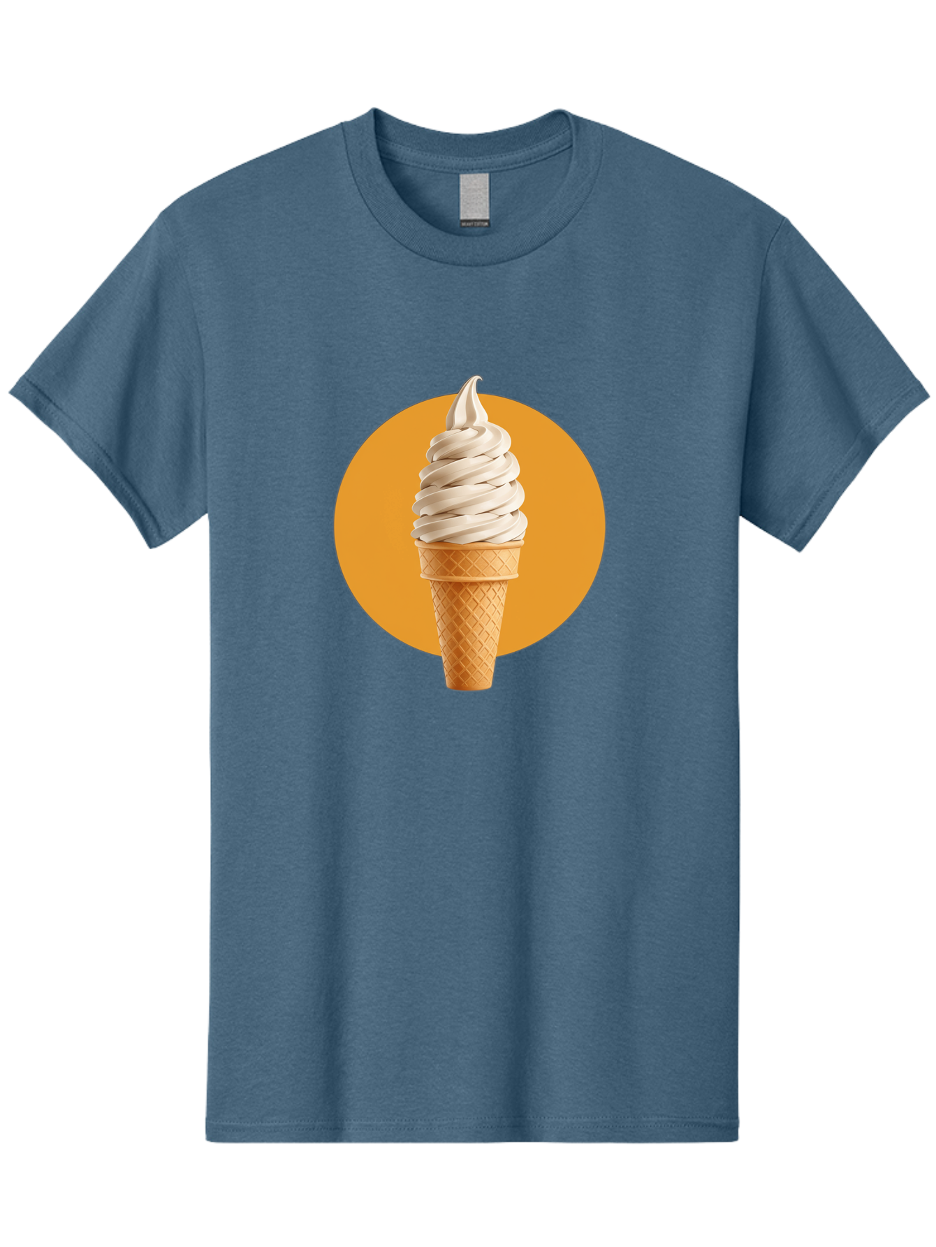 Soft-Serve-Ice-Cream-Cone-1 Men'S Graphic Tee, 100% Cotton, Comfortable Casual Summer Wear, Machine Washable, Soft Serve Ice Cream, Ice Cream Cone, Waffle Cone, Vanilla Ice Cream, Swirly Ice Cream, Summer Treats, Dessert, Sweet Tooth, Bab434