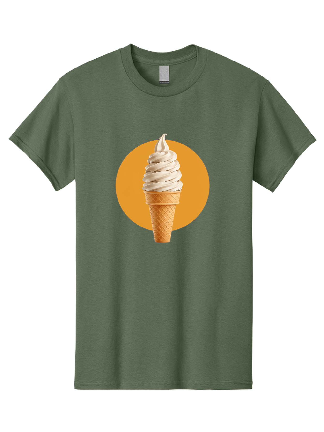 Soft-Serve-Ice-Cream-Cone-1 Men'S Graphic Tee, 100% Cotton, Comfortable Casual Summer Wear, Machine Washable, Soft Serve Ice Cream, Ice Cream Cone, Waffle Cone, Vanilla Ice Cream, Swirly Ice Cream, Summer Treats, Dessert, Sweet Tooth, Bab434