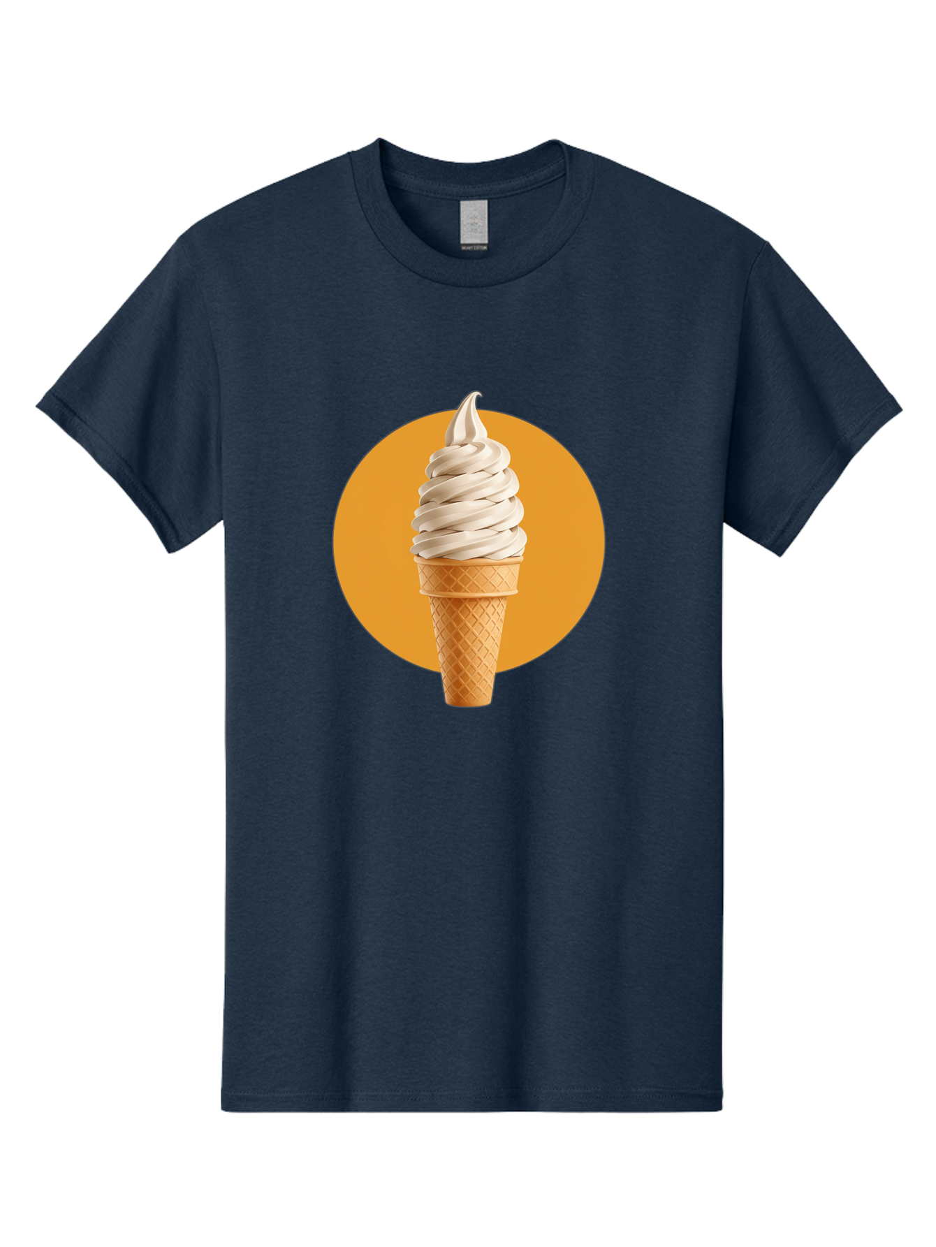 Soft-Serve-Ice-Cream-Cone-1 Men'S Graphic Tee, 100% Cotton, Comfortable Casual Summer Wear, Machine Washable, Soft Serve Ice Cream, Ice Cream Cone, Waffle Cone, Vanilla Ice Cream, Swirly Ice Cream, Summer Treats, Dessert, Sweet Tooth, Bab434
