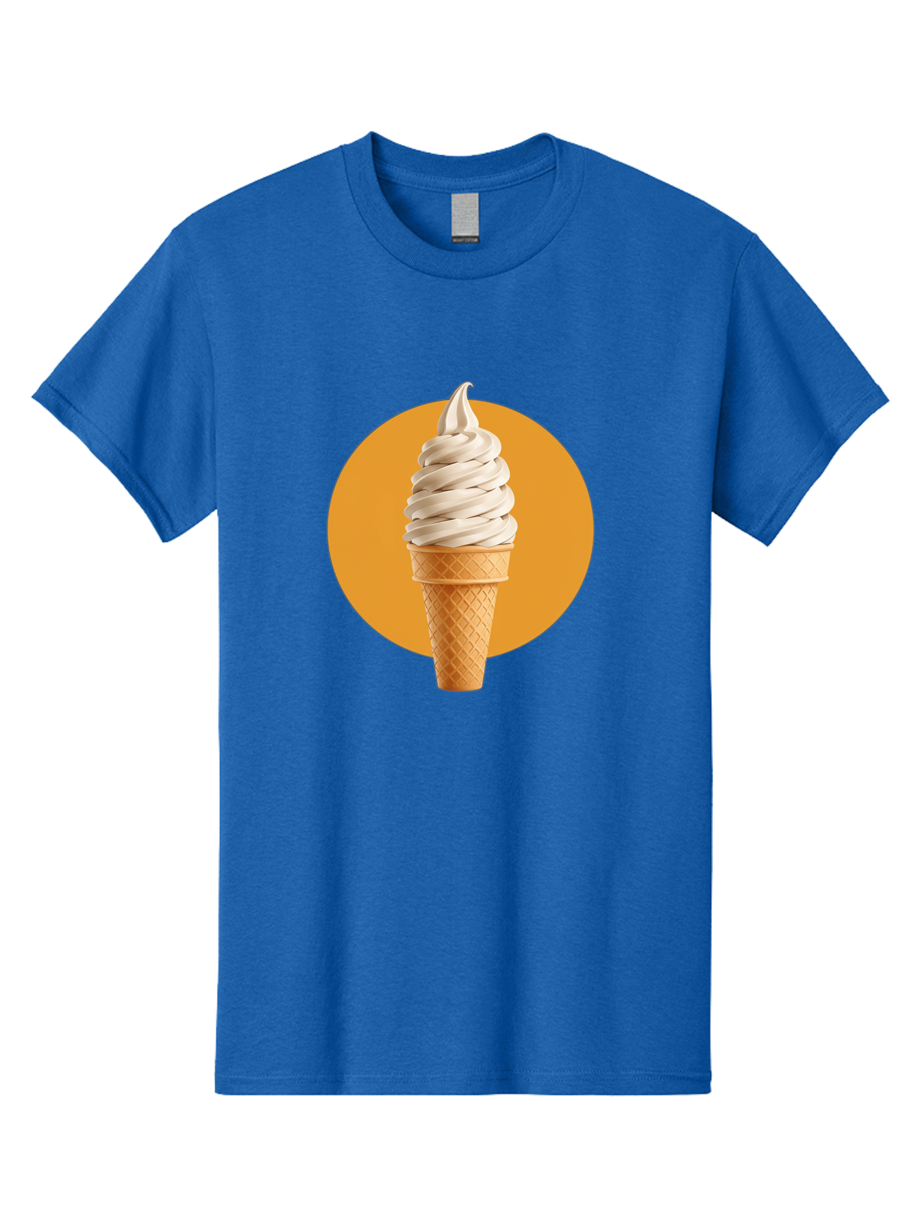 Soft-Serve-Ice-Cream-Cone-1 Men'S Graphic Tee, 100% Cotton, Comfortable Casual Summer Wear, Machine Washable, Soft Serve Ice Cream, Ice Cream Cone, Waffle Cone, Vanilla Ice Cream, Swirly Ice Cream, Summer Treats, Dessert, Sweet Tooth, Bab434